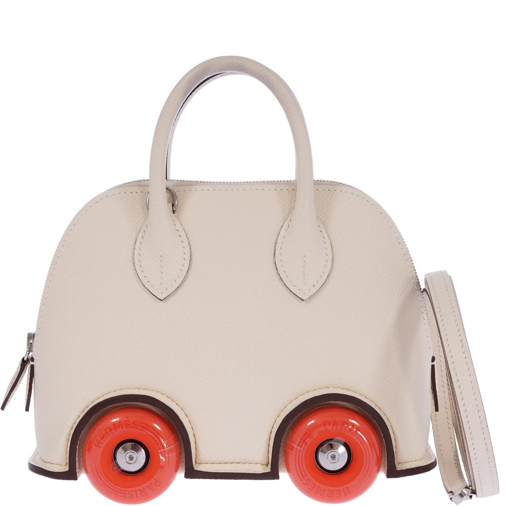 Hermès Mini Bolide 1923 On Wheels Craie Epsom Feu Wheels Palladium Hardware