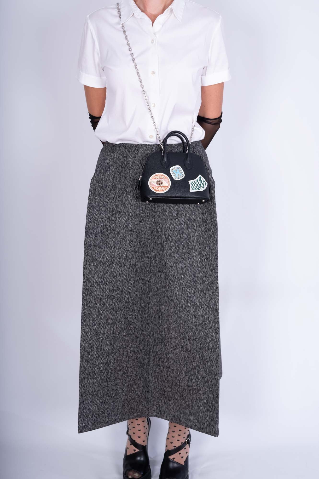 Hermès Mini Bolide 1923 Pique-Colle Noir Mysore Chèvre and Printed Swift Palladium Hardware