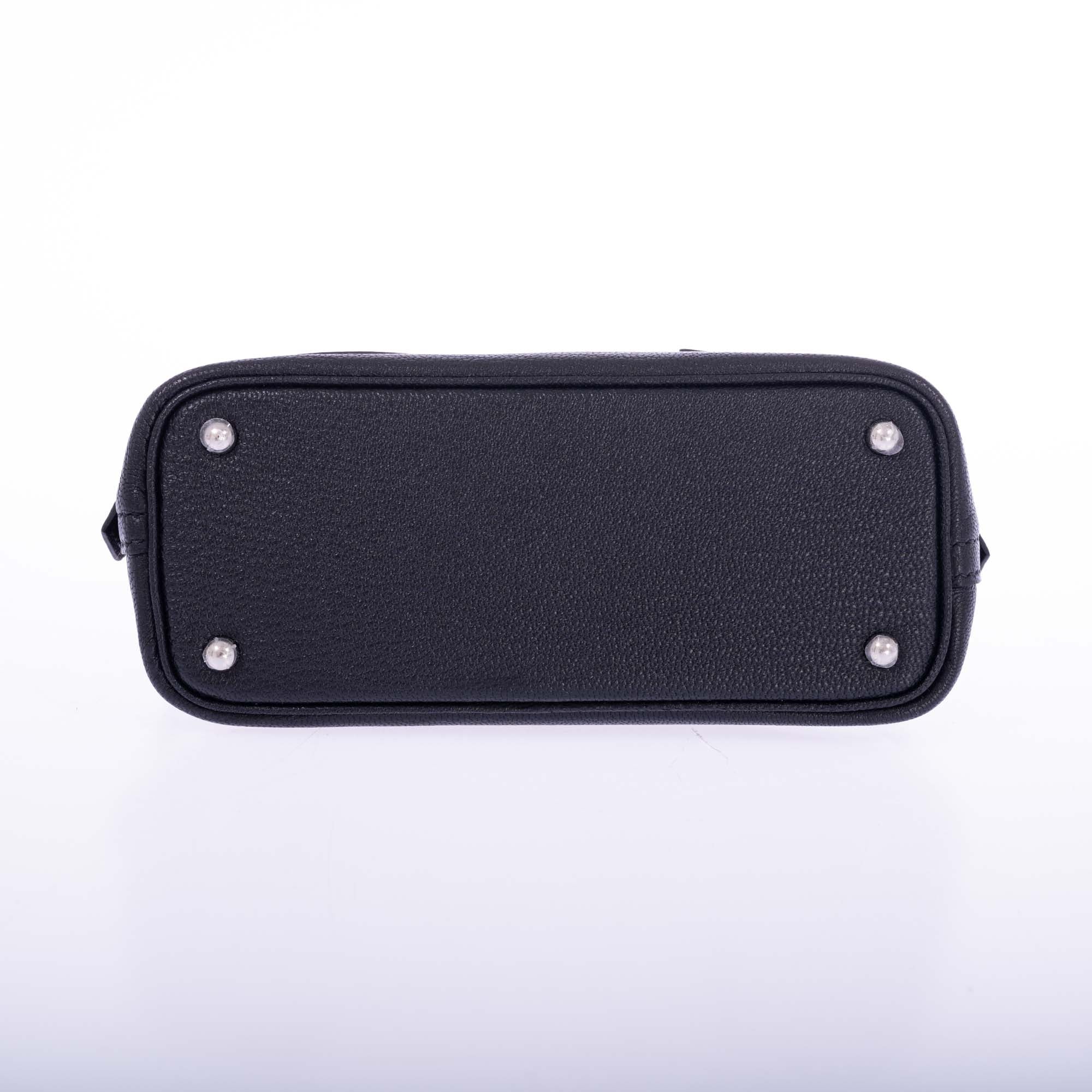 Hermès Mini Bolide 1923 Pique-Colle Noir Mysore Chèvre and Printed Swift Palladium Hardware