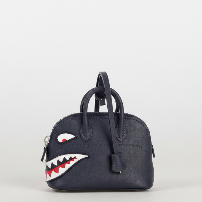 Hermès Mini Bolide Shark Charm Black Swift Palladium Hardware
