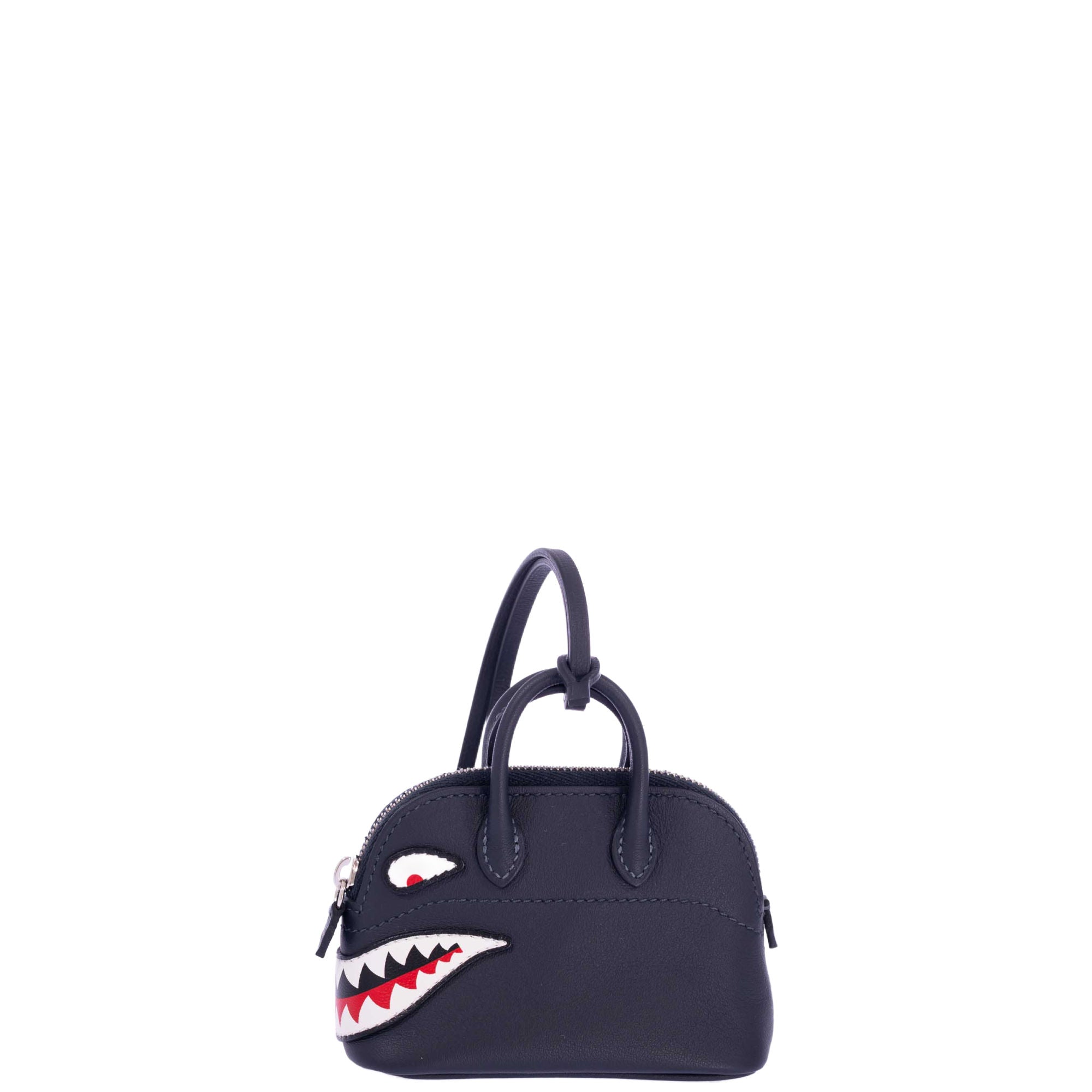 Hermès Mini Bolide Shark Charm Black Swift Palladium Hardware