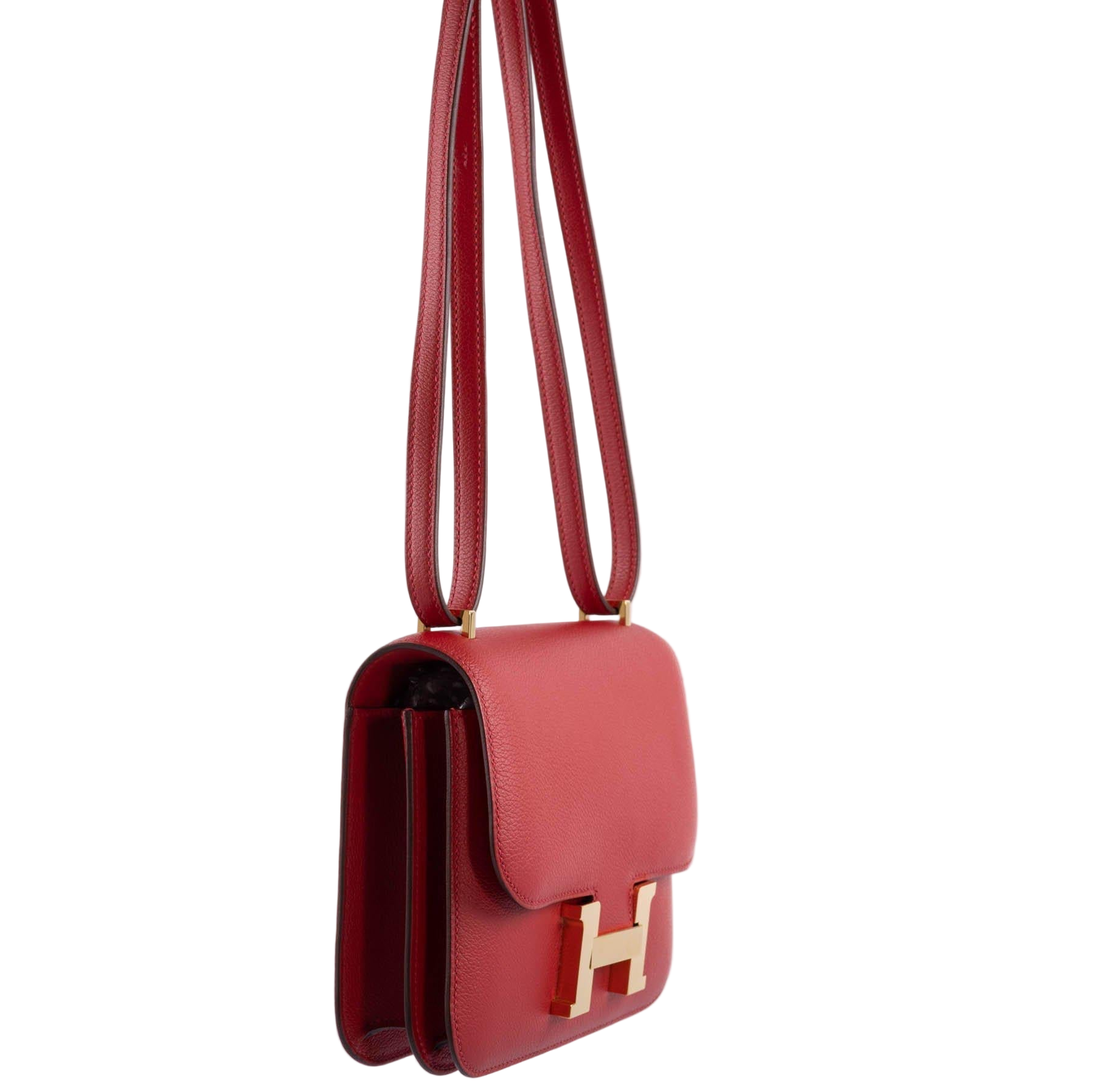 Hermès Mini Constance 18 Rouge Casaque Evercolor Gold Hardware