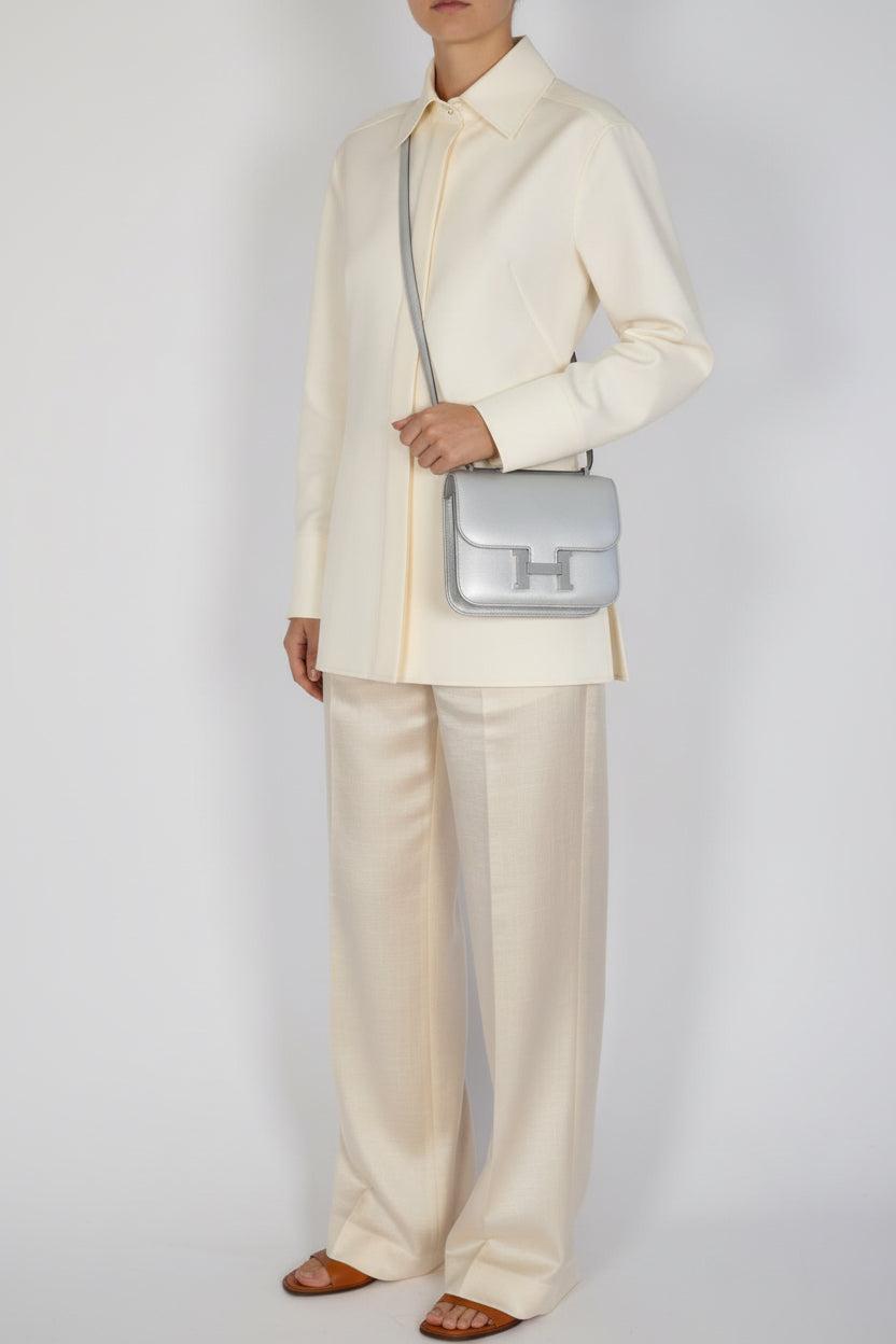 Hermès Mini Constance 18 Silver Metallic Chevre Palladium Hardware