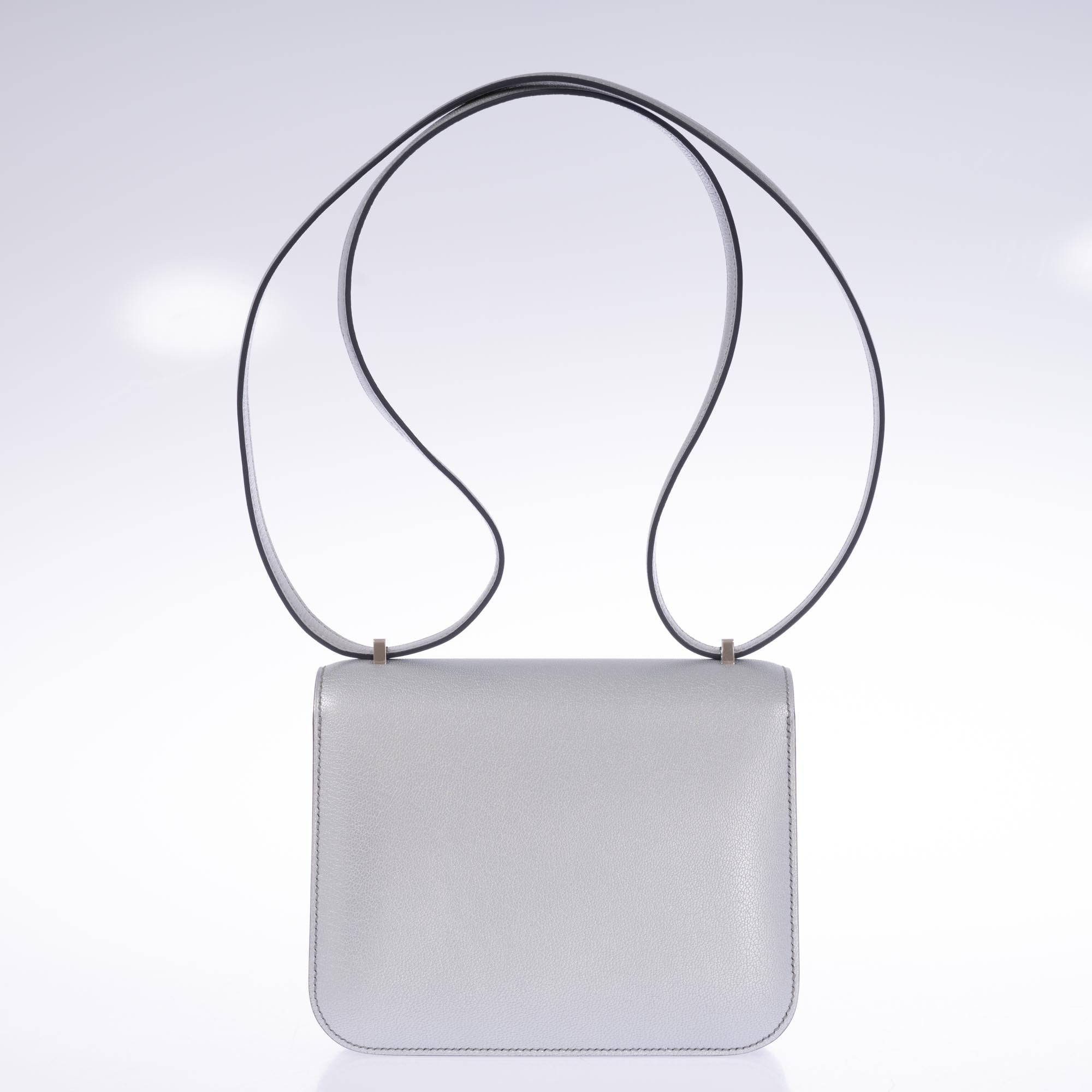 Hermès Mini Constance 18 Silver Metallic Chevre Palladium Hardware