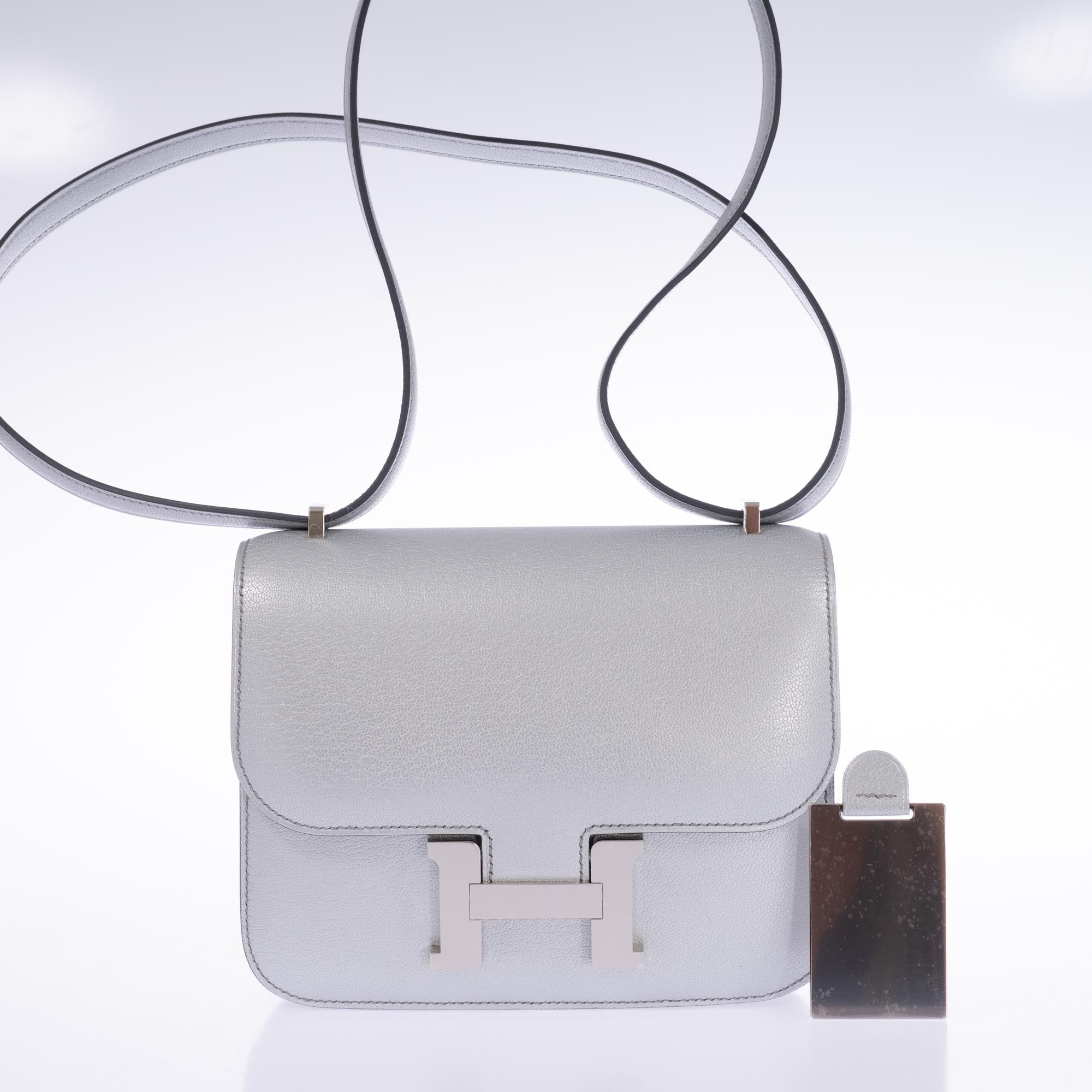 Hermès Mini Constance 18 Silver Metallic Chevre Palladium Hardware