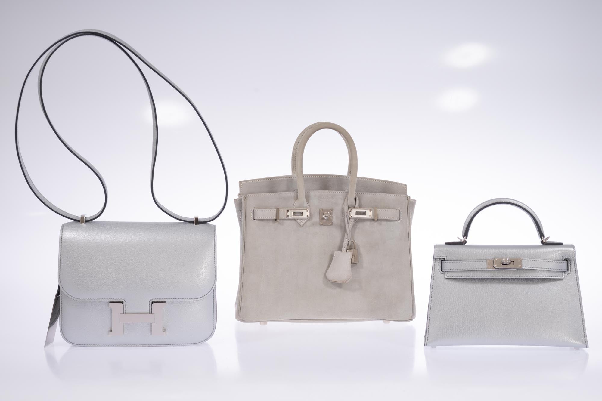 Hermès Mini Constance 18 Silver Metallic Chevre Palladium Hardware