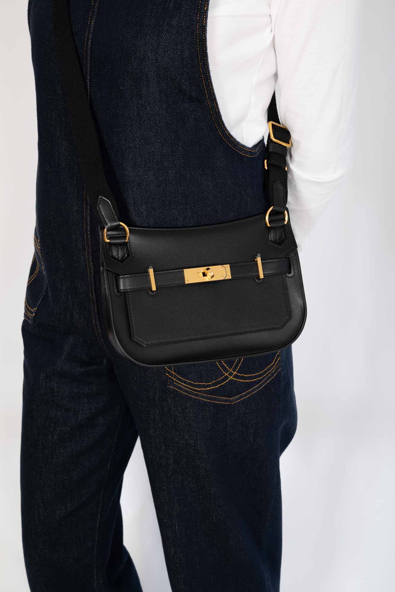 Hermès Mini Jypsiere Black Evercolor Gold Hardware