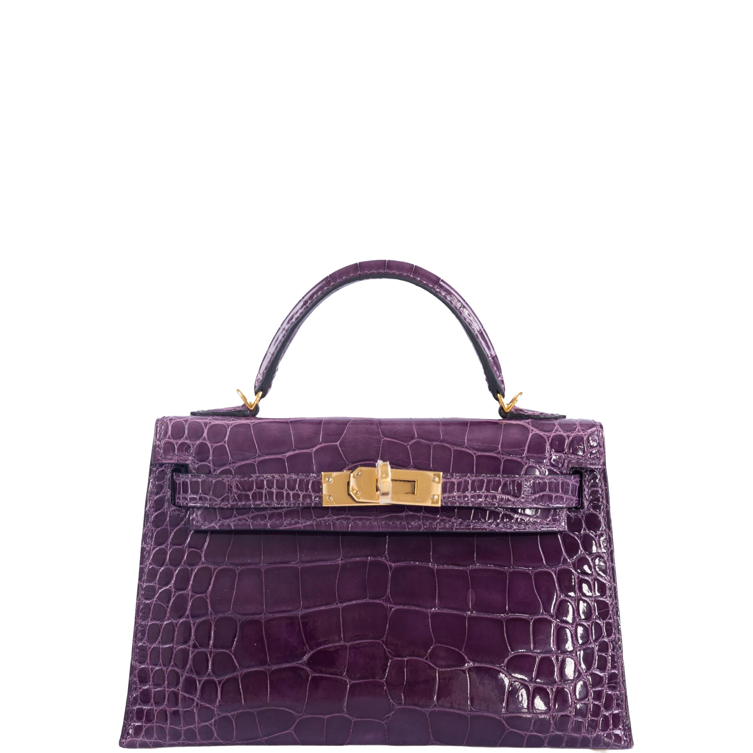 Hermès Mini Kelly 20 Cassis Shiny Alligator Gold Hardware