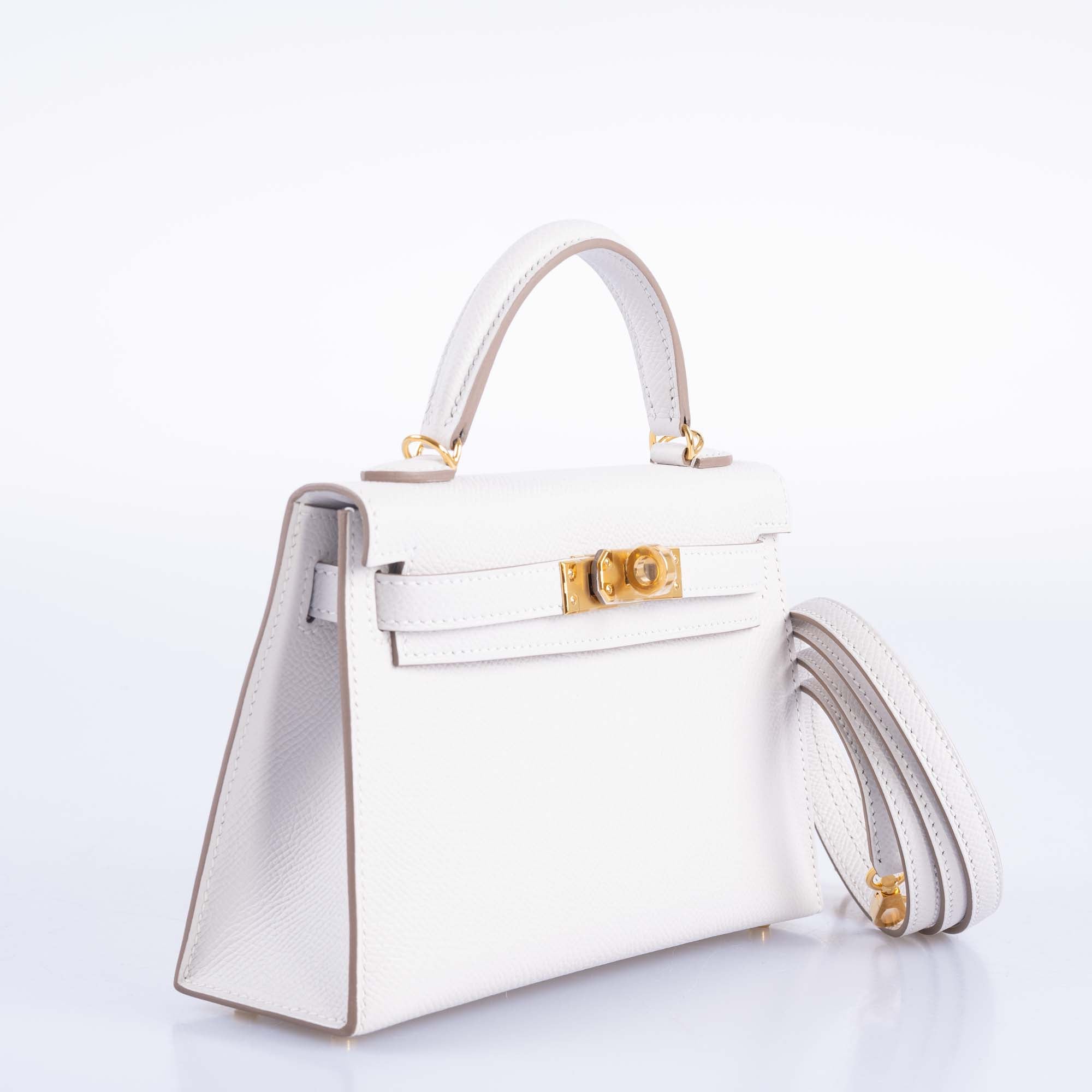 Hermès Mini Kelly 20 Gris Pale Epsom Gold Hardware