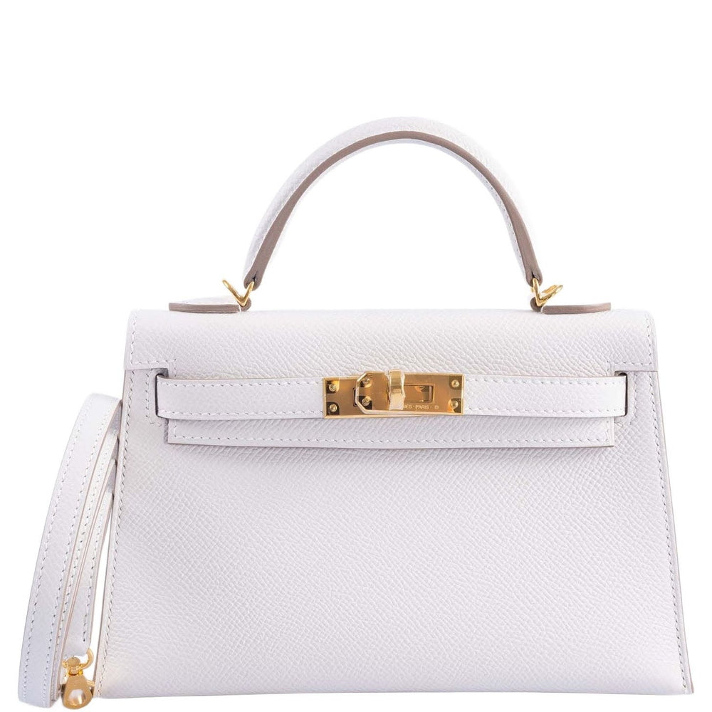 Hermès Mini Kelly 20 Gris Pale Epsom Gold Hardware