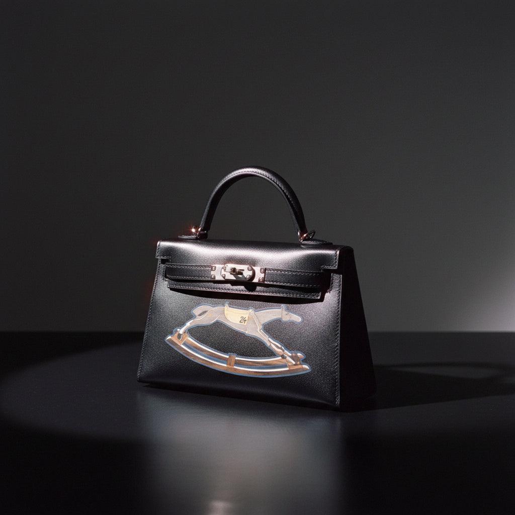 Hermès Mini Kelly 20 II Cheval de Bois Noir Tadelakt Palladium Hardware