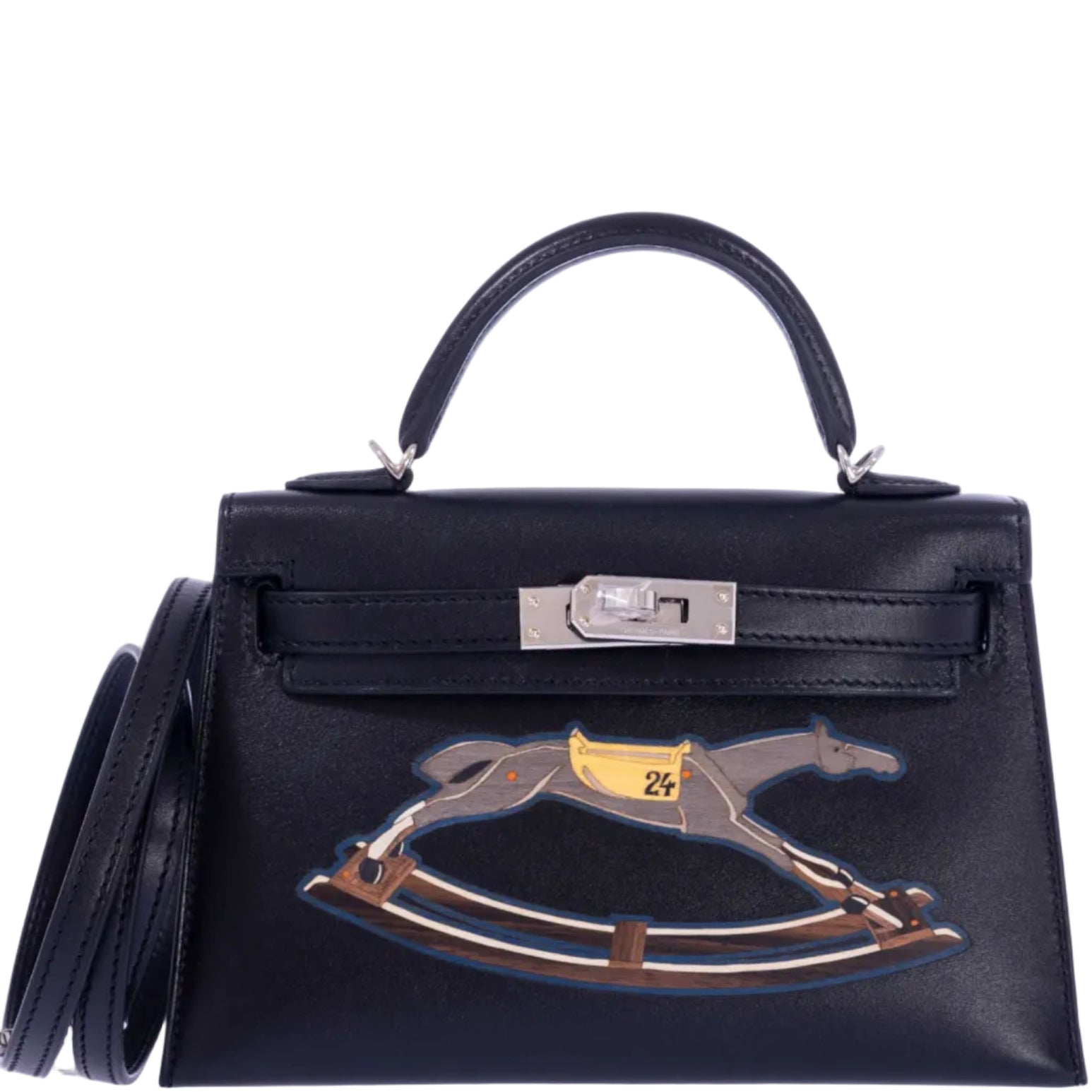 Hermès Mini Kelly 20 II Cheval de Bois Noir Tadelakt Palladium Hardware