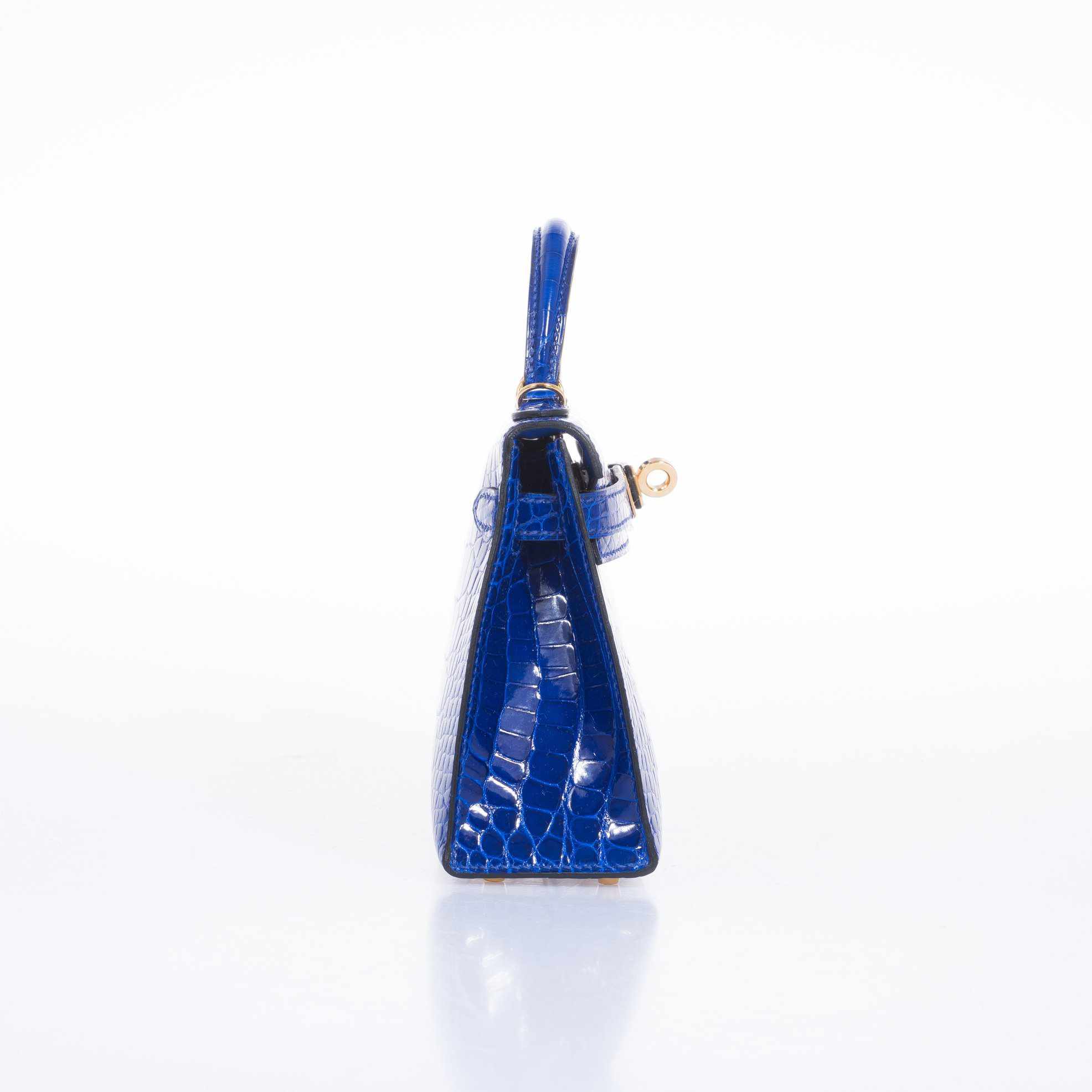 Hermès Mini Kelly 20 II Sellier Bleu Électrique Shiny Alligator Gold Hardware