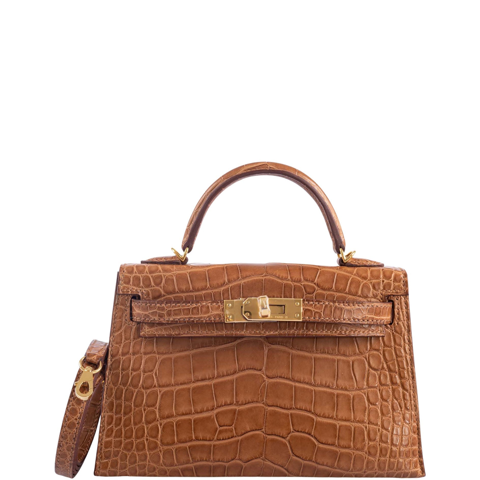 Hermès Mini Kelly 20 II Sellier Gold Matte Alligator Gold Hardware