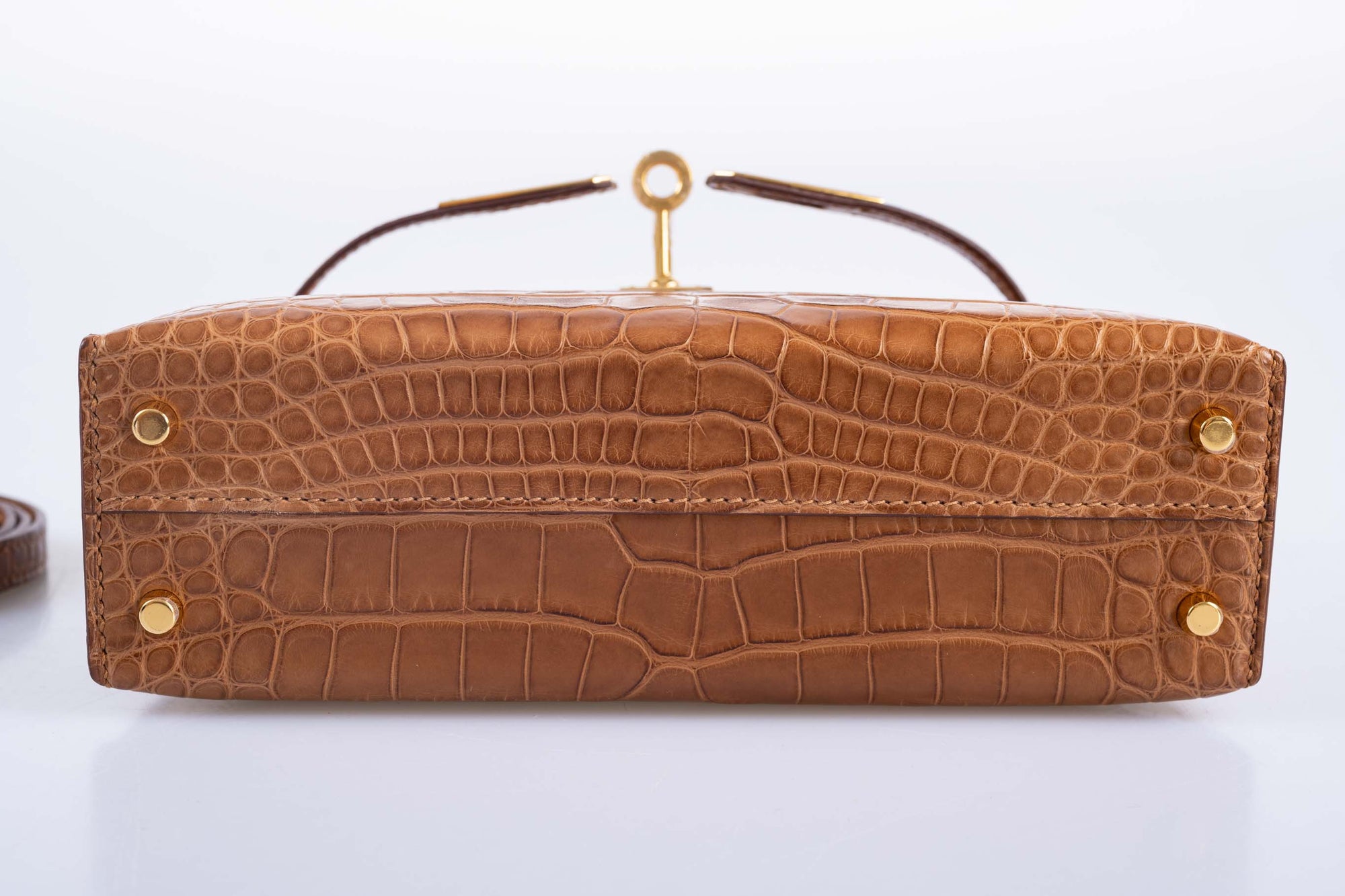 Hermès Mini Kelly 20 II Sellier Gold Matte Alligator Gold Hardware