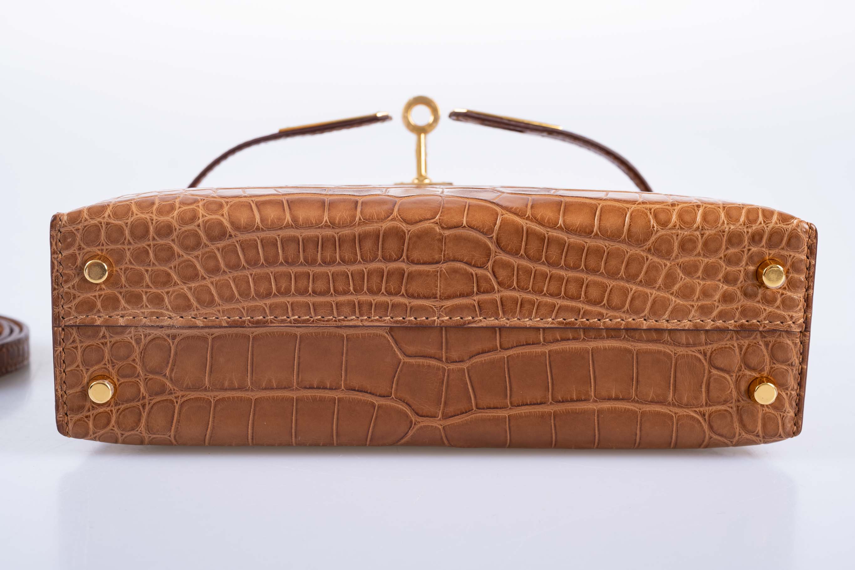 Hermès Mini Kelly 20 II Sellier Gold Matte Alligator Gold Hardware