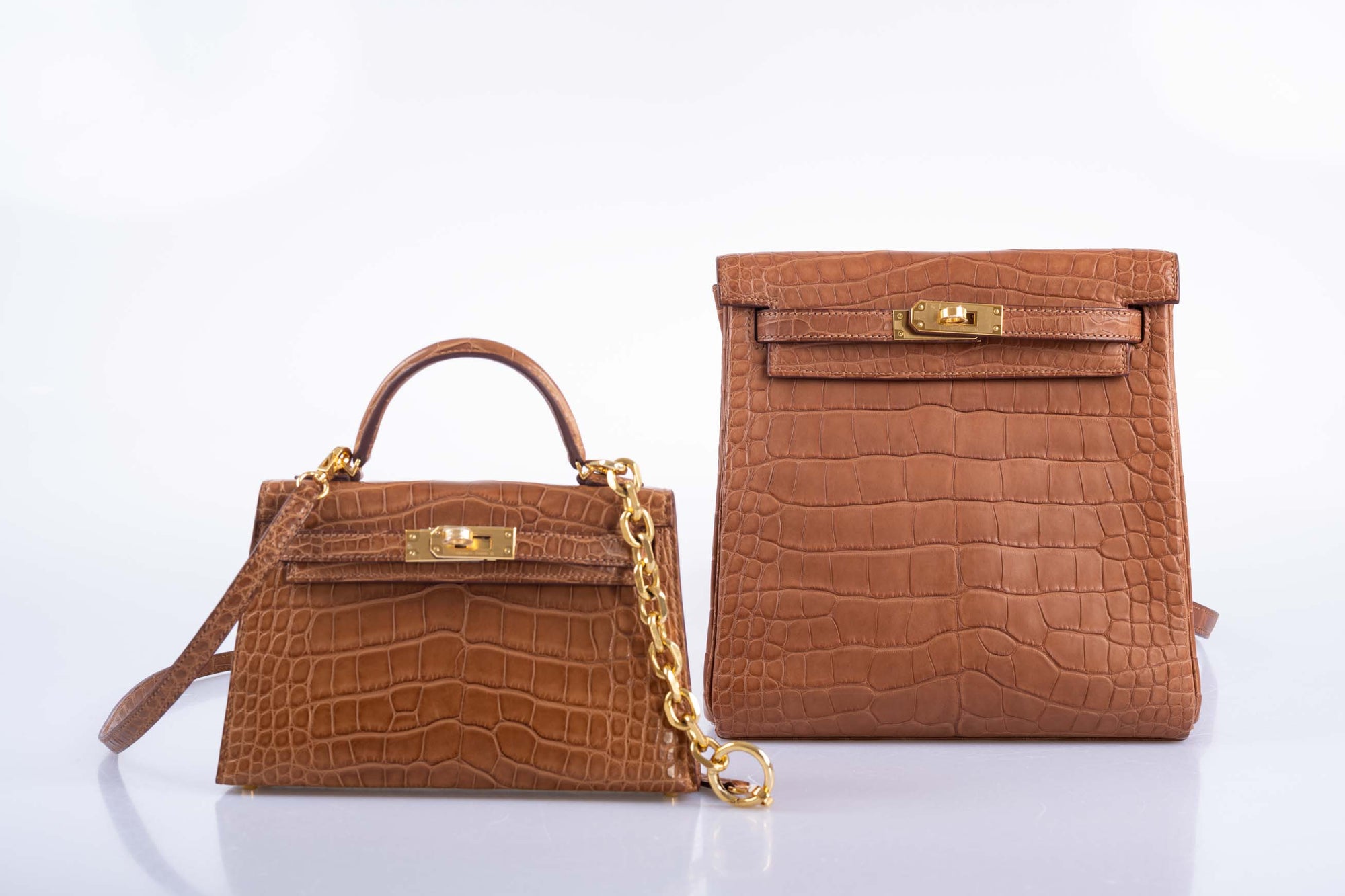 Hermès Mini Kelly 20 II Sellier Gold Matte Alligator Gold Hardware