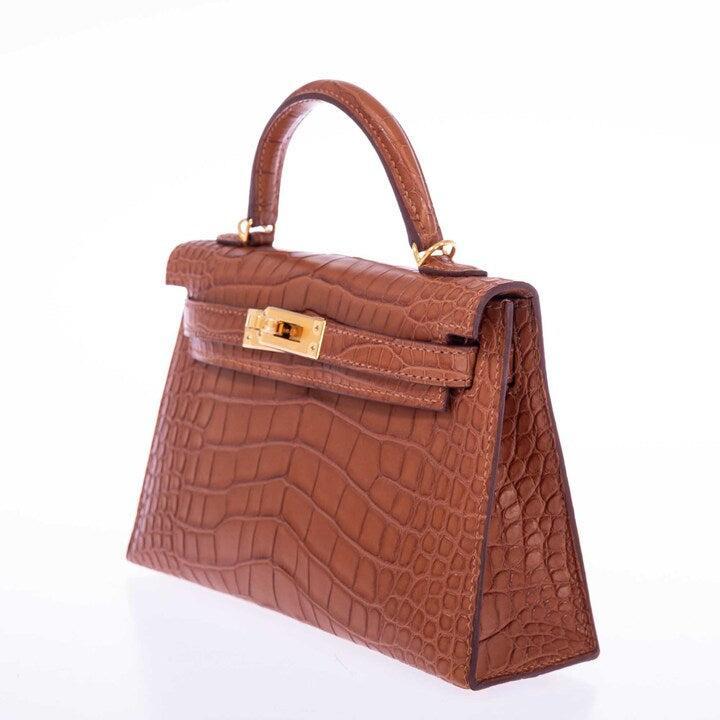 Hermès Mini Kelly 20 II Sellier Gold Matte Alligator Gold Hardware