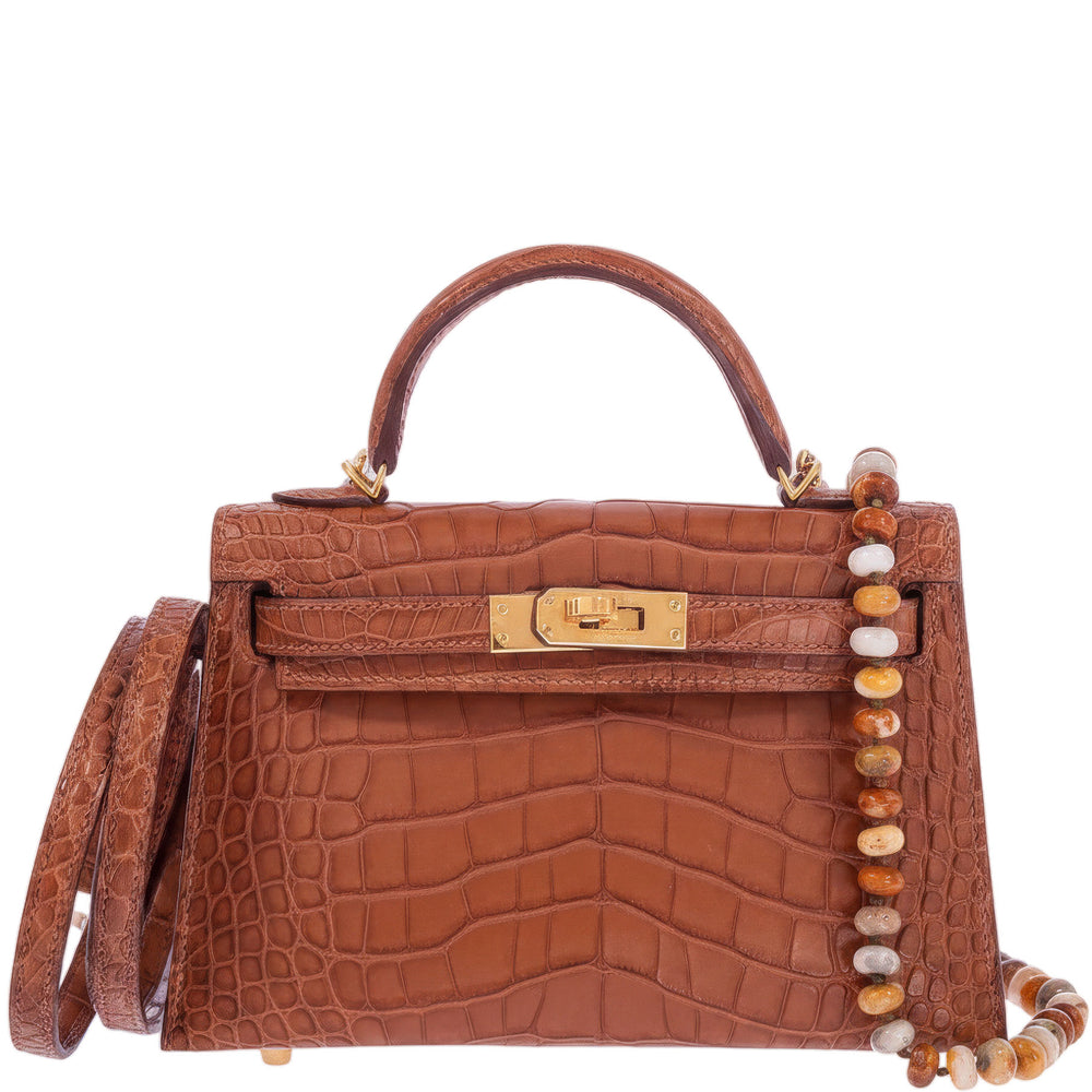 Hermès Mini Kelly 20 II Sellier Gold Matte Alligator Gold Hardware