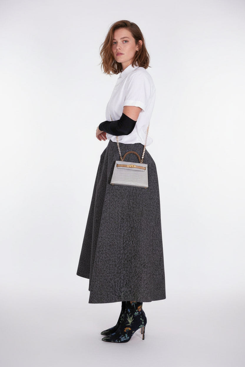Hermès Mini Kelly 20 II Sellier HSS Gris Perle / Kraft Matte Alligator Gold Hardware