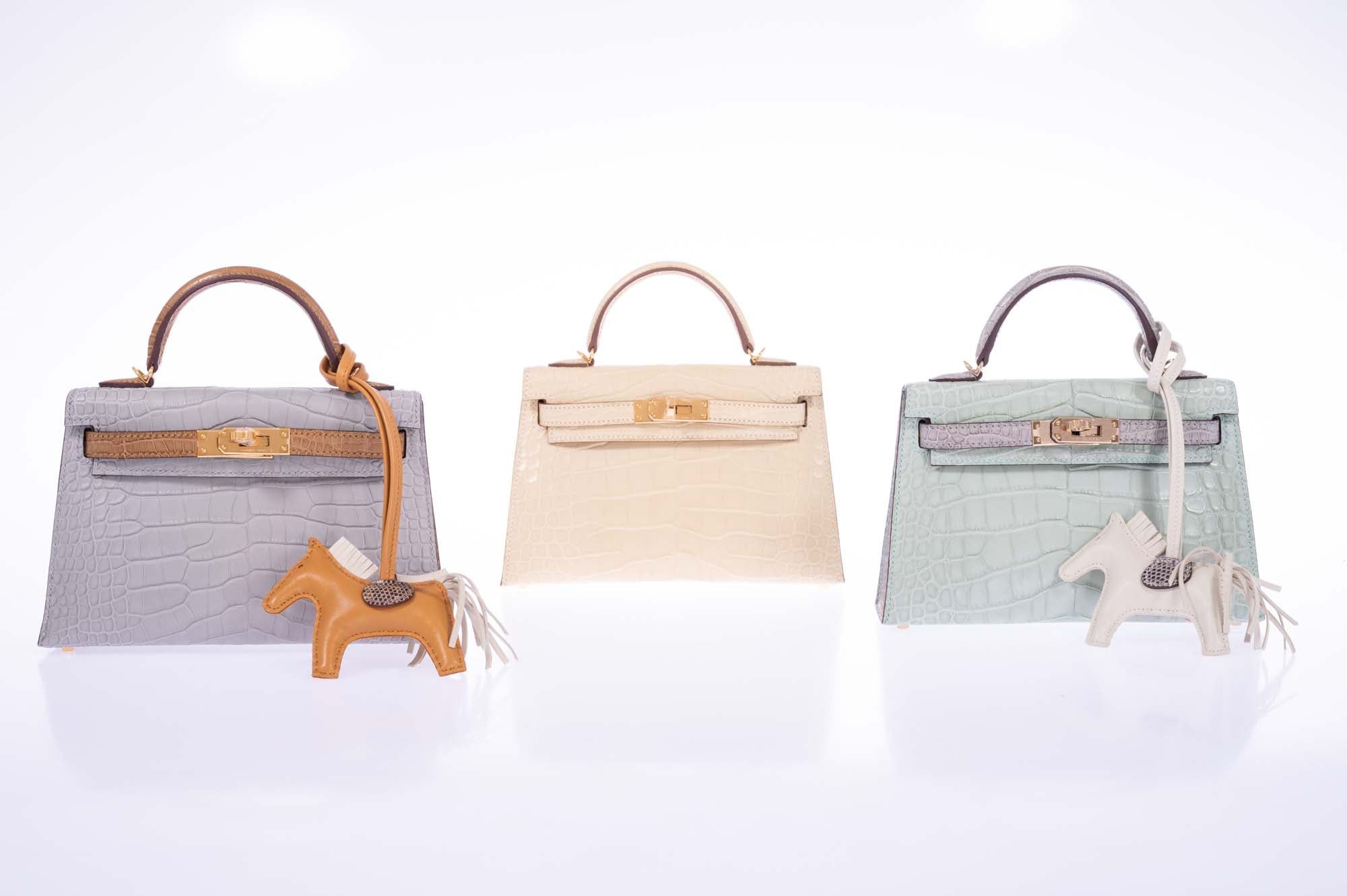 Hermès Mini Kelly 20 II Sellier HSS Gris Perle / Kraft Matte Alligator Gold Hardware