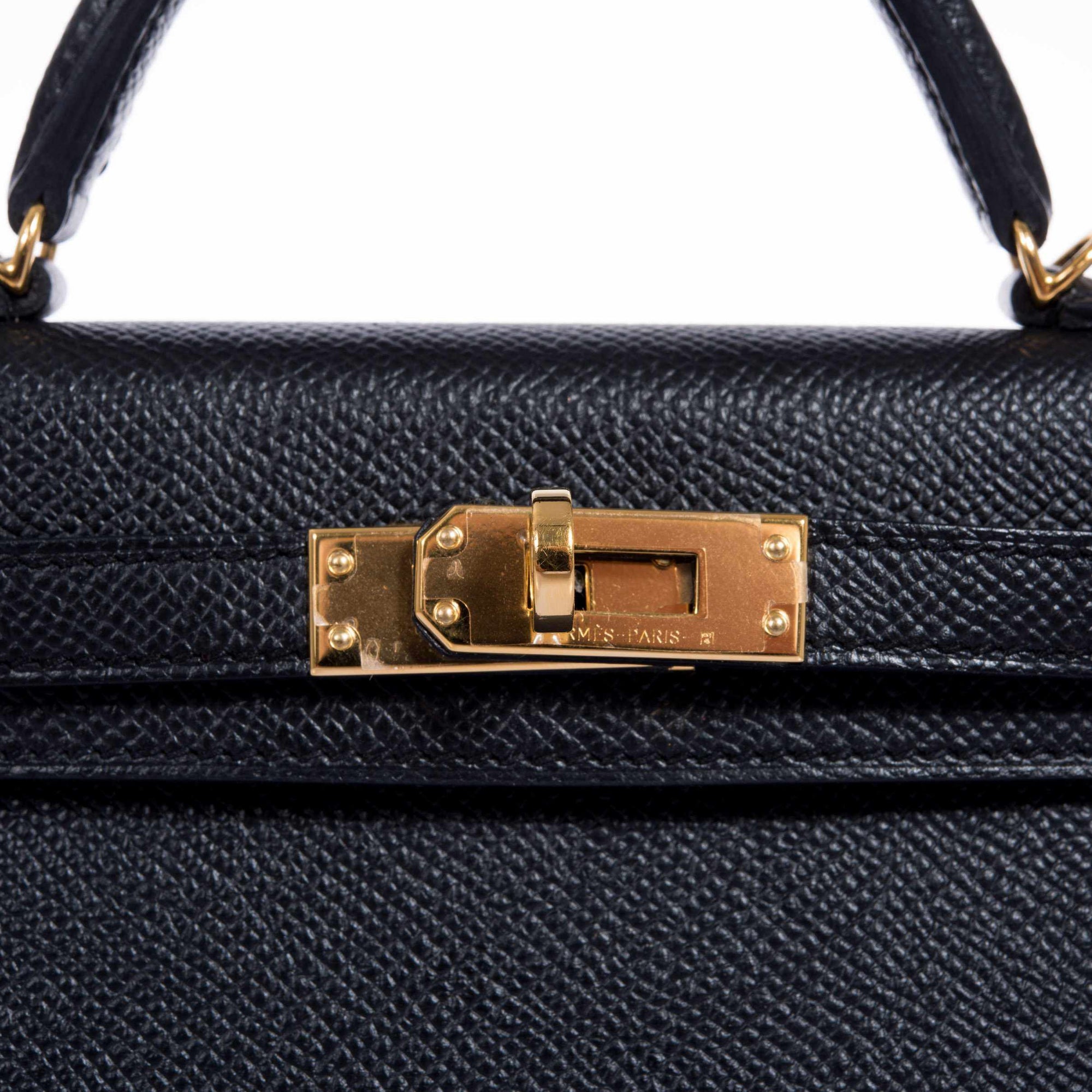 Hermès Mini Kelly 20 II Sellier Noir Epsom Gold Hardware