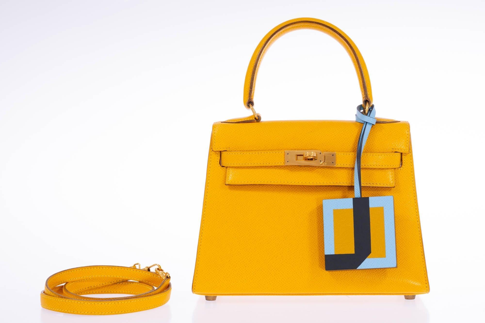 Hermès Mini Kelly 20 Sellier Jaune Courchevel Gold Hardware