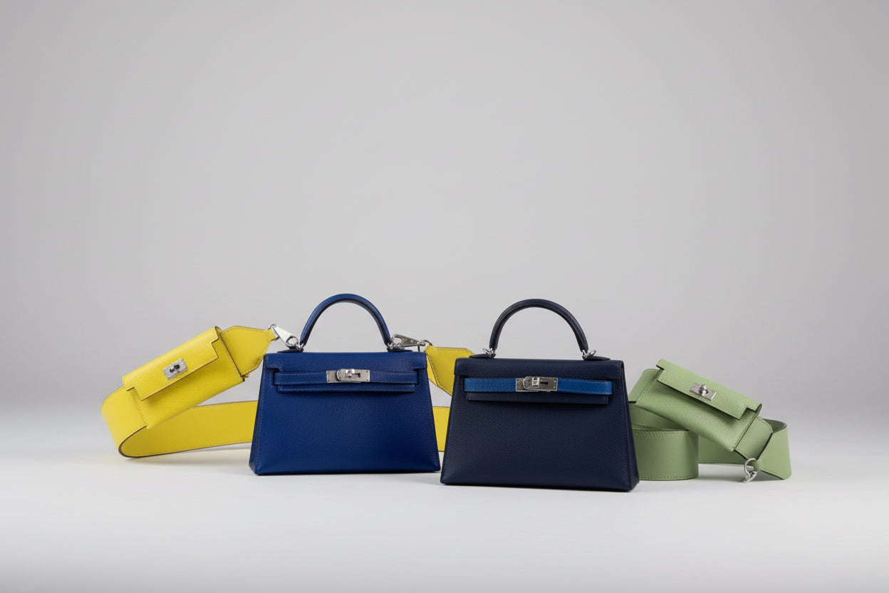 Hermès Mini Kelly 20 Tricolor Bleu Saphir, Blue France & Black Epsom Leather Palladium Hardware