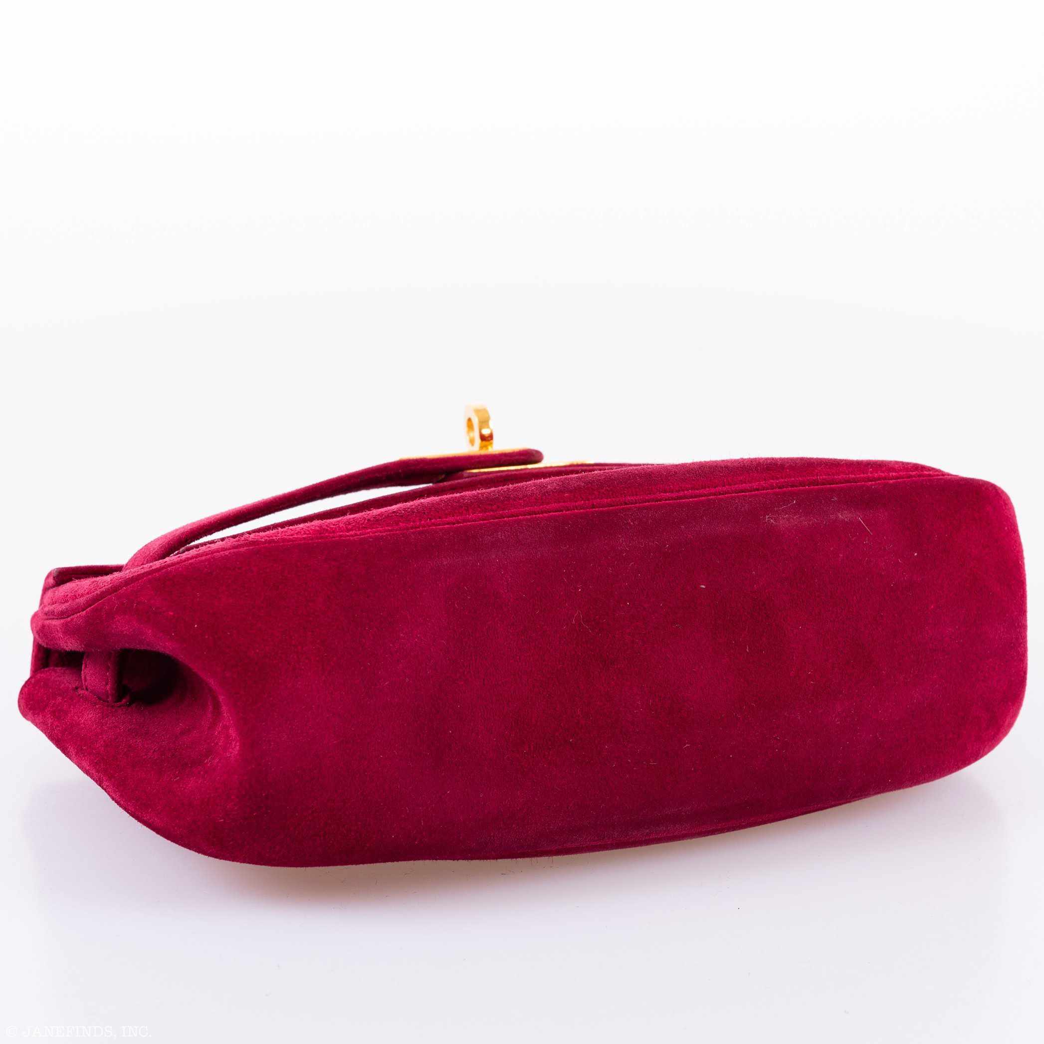 Hermès Mini Kelly Banana Belt Bag Framboise Doblis Suede Gold Hardware