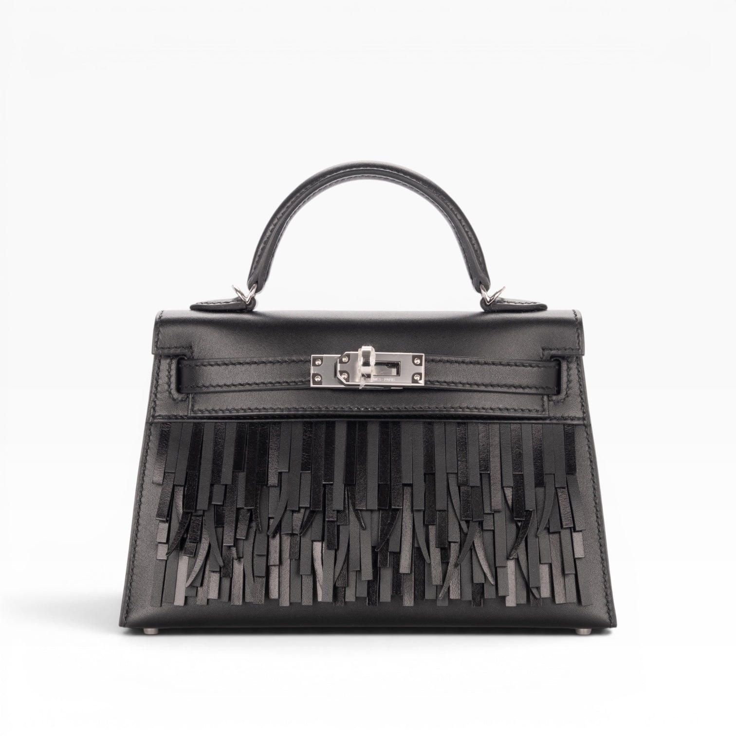 Hermès Mini Kelly II 20 Pampilles Sellier Noir Tadelakt & Sombrero Palladium Hardware