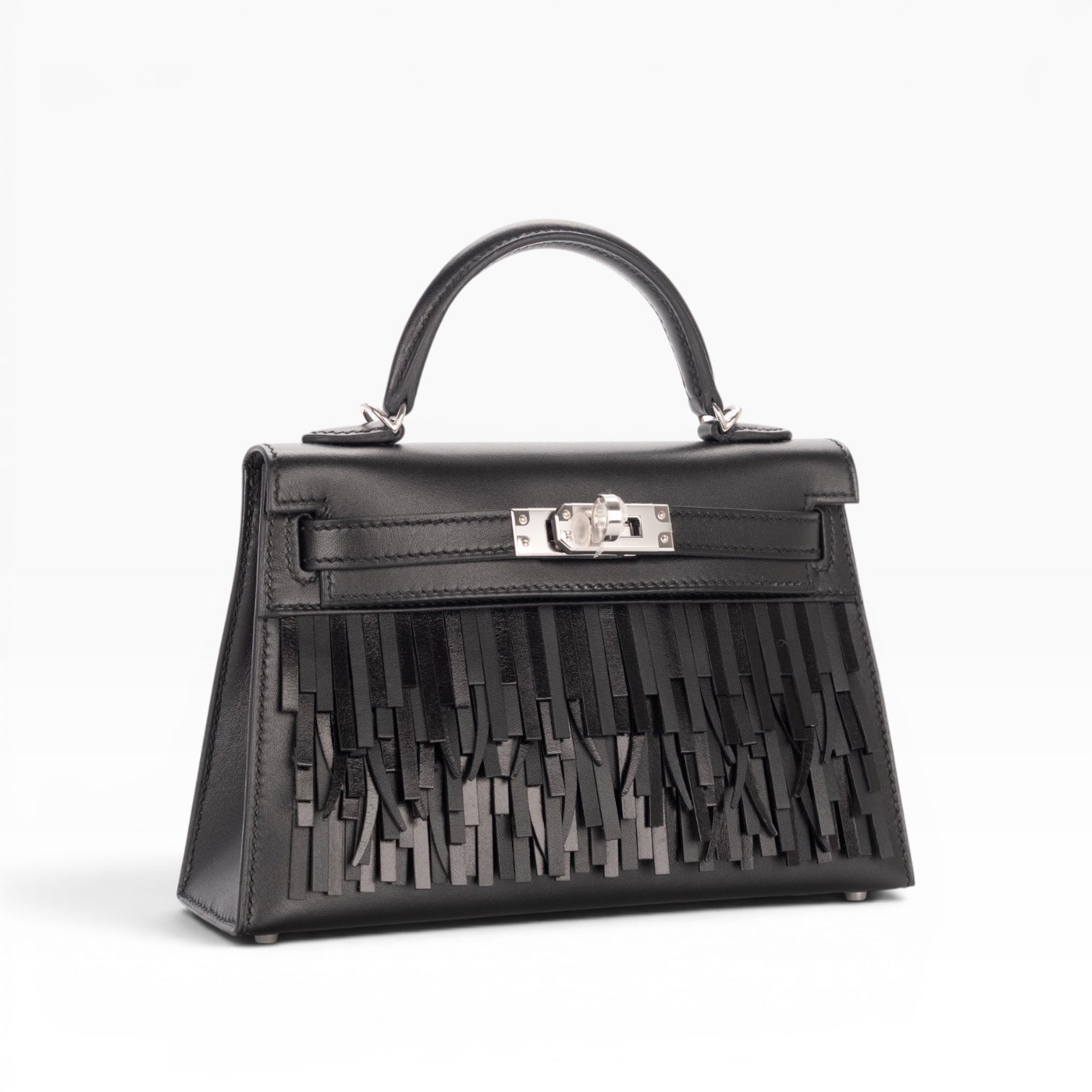 Hermès Mini Kelly II 20 Pampilles Sellier Noir Tadelakt & Sombrero Palladium Hardware