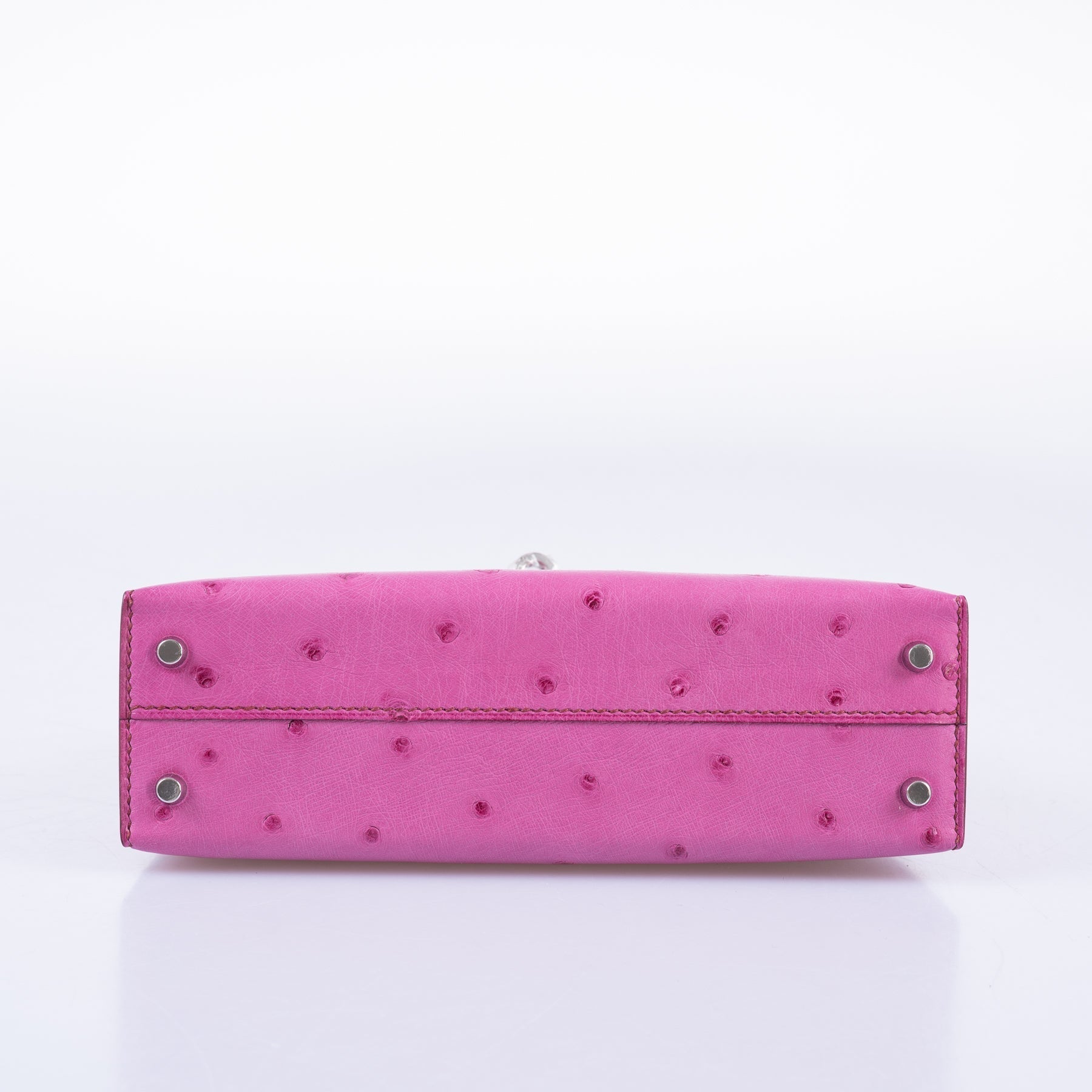 Hermès Mini Kelly II 20 Sellier Fuchsia Ostrich Palladium Hardware