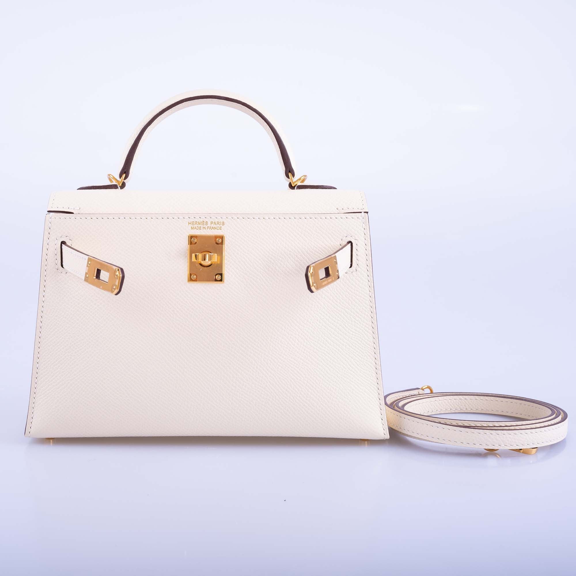 Hermès Mini Kelly II 20 Sellier Nata Epsom Gold Hardware