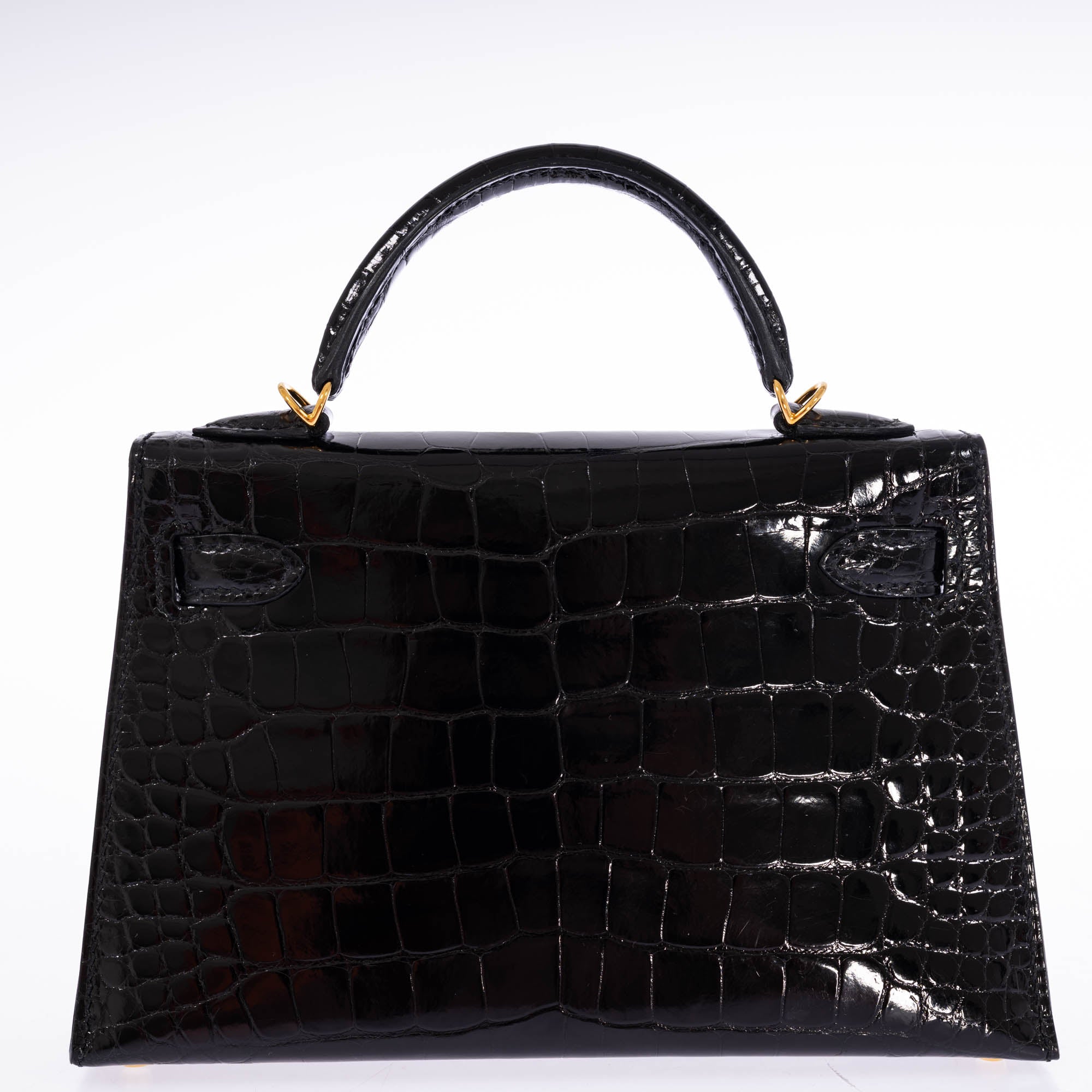 Hermès Mini Kelly II 20 Sellier Noir Shiny Alligator Gold Hardware