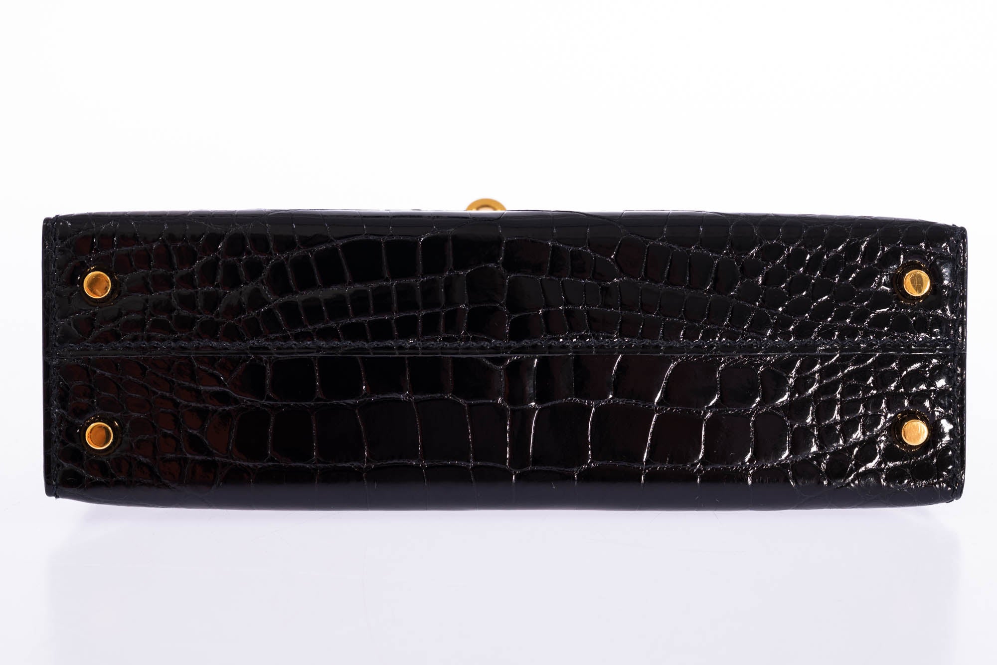 Hermès Mini Kelly II 20 Sellier Noir Shiny Alligator Gold Hardware