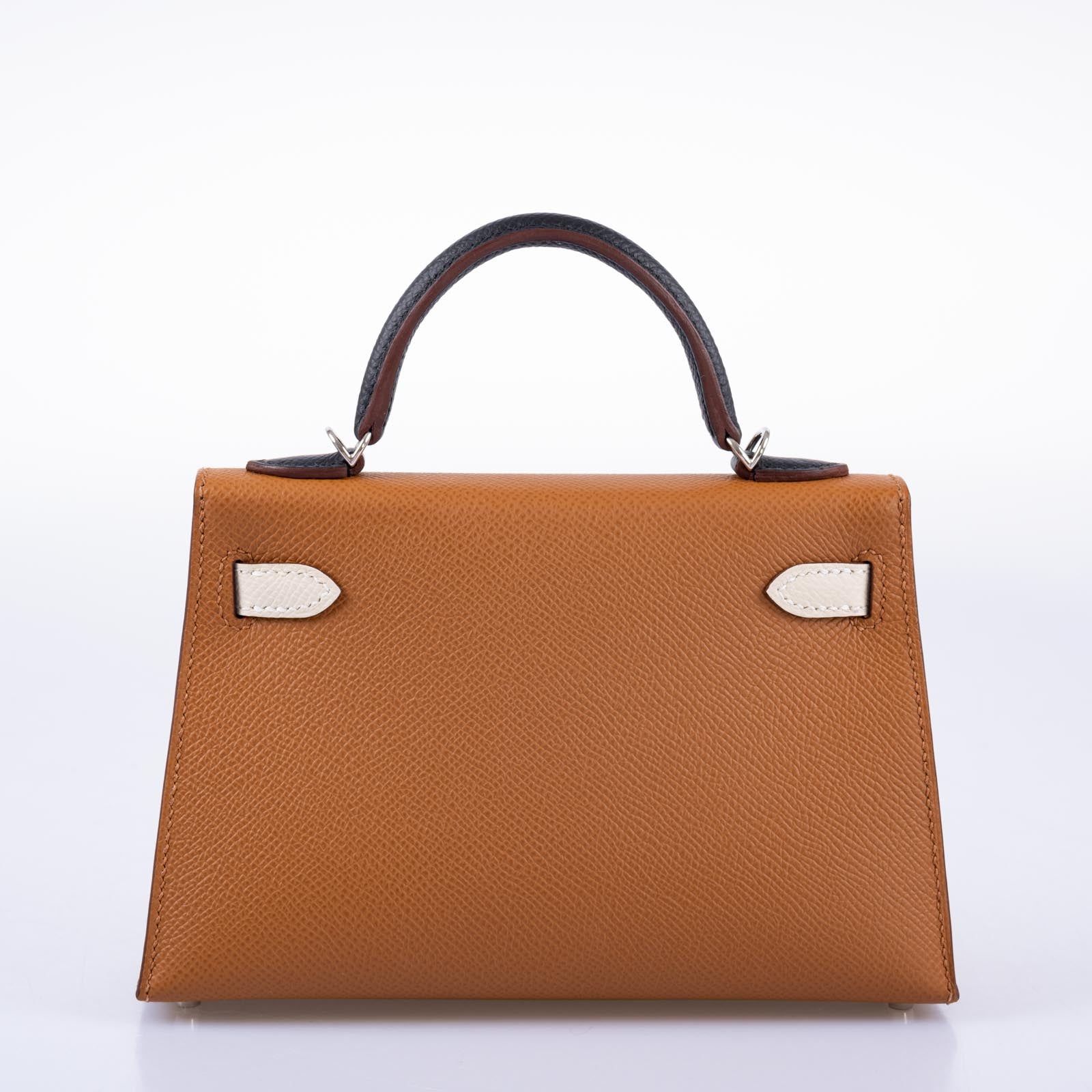 Hermès Mini Kelly II 20 Sellier Tricolor Gold/Nata/Noir Epsom Palladium Hardware