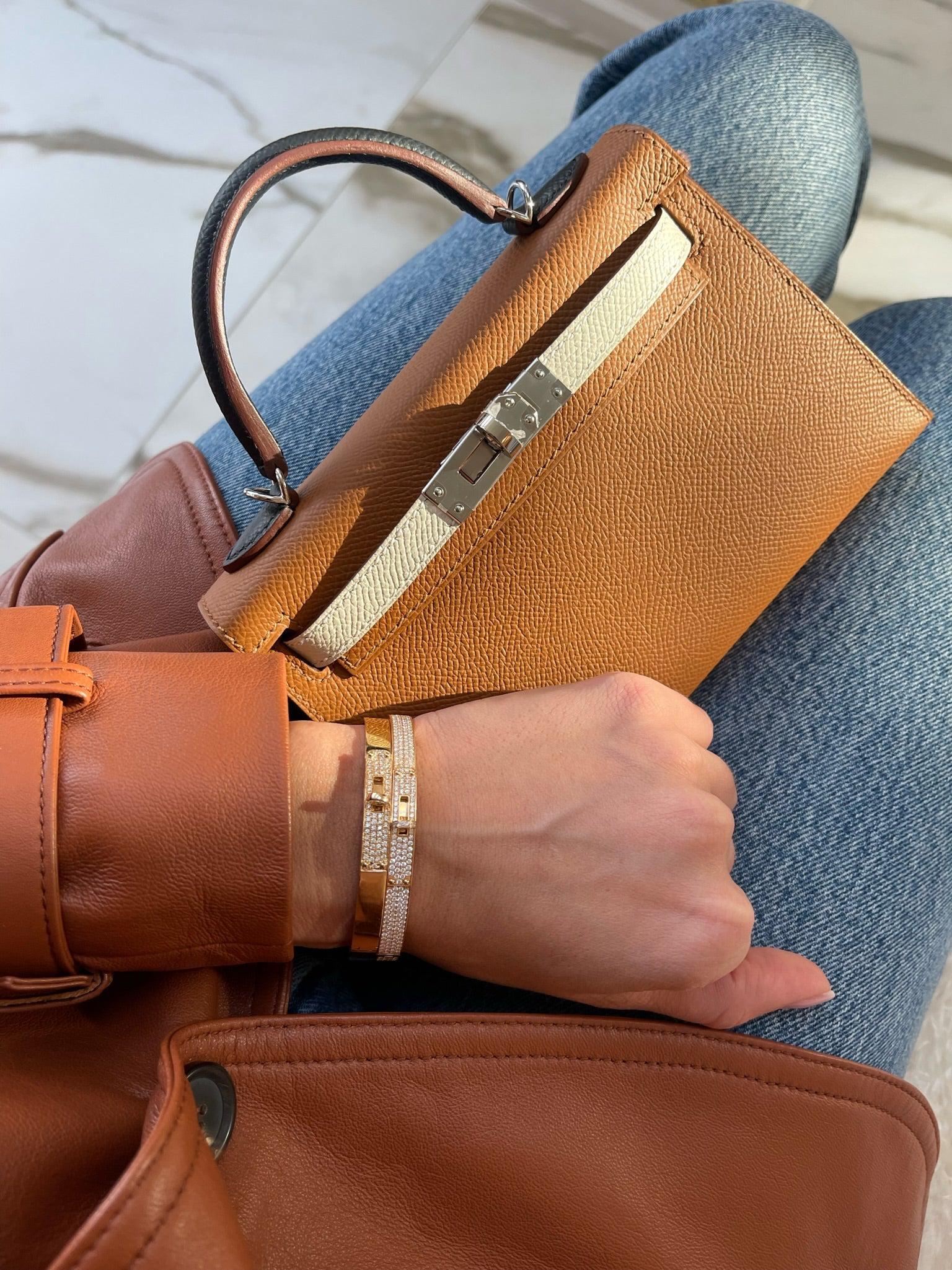 Hermès Mini Kelly II 20 Sellier Tricolor Gold/Nata/Noir Epsom Palladium Hardware
