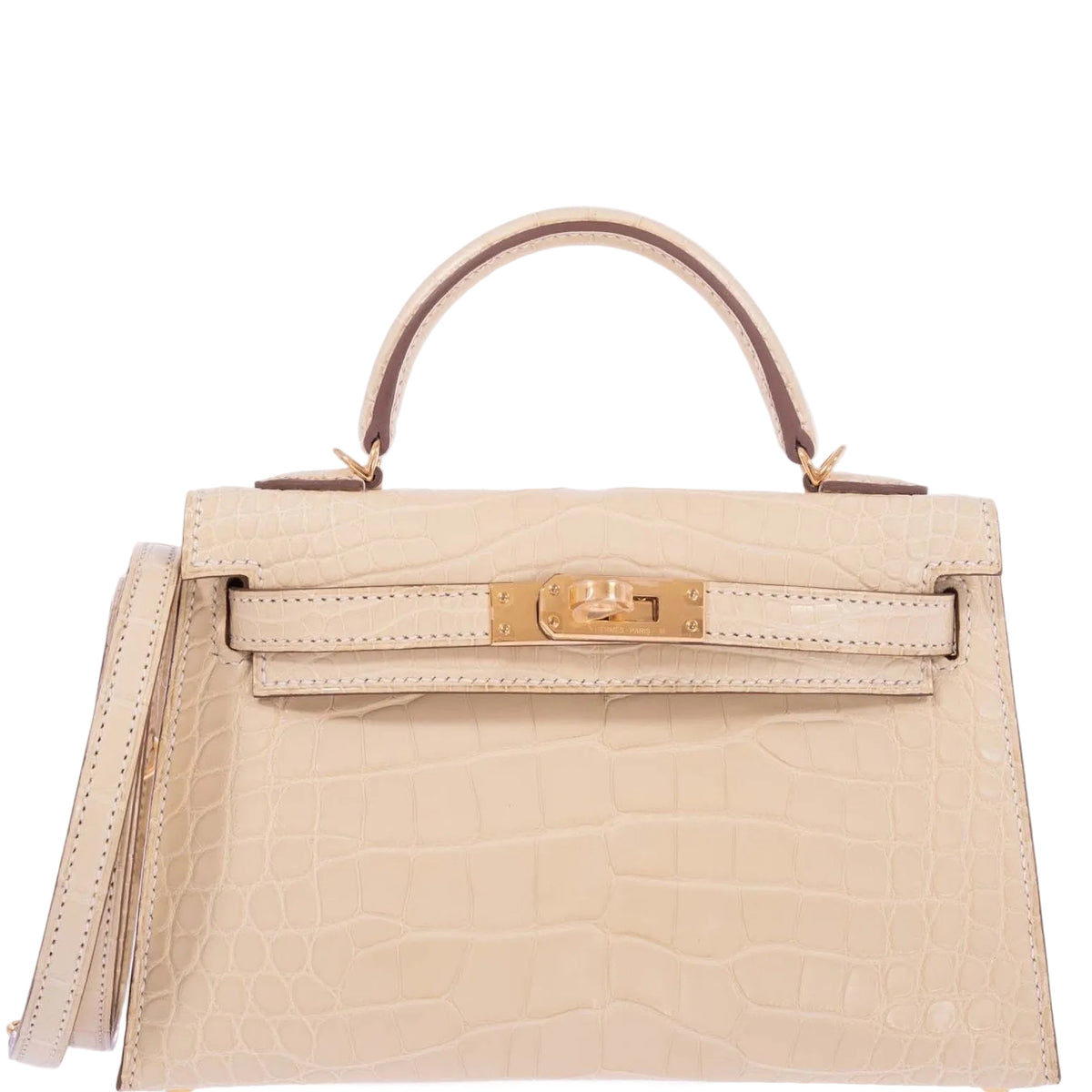 Hermès Mini Kelly 20 II Sellier Vanille Matte Alligator Gold Hardware