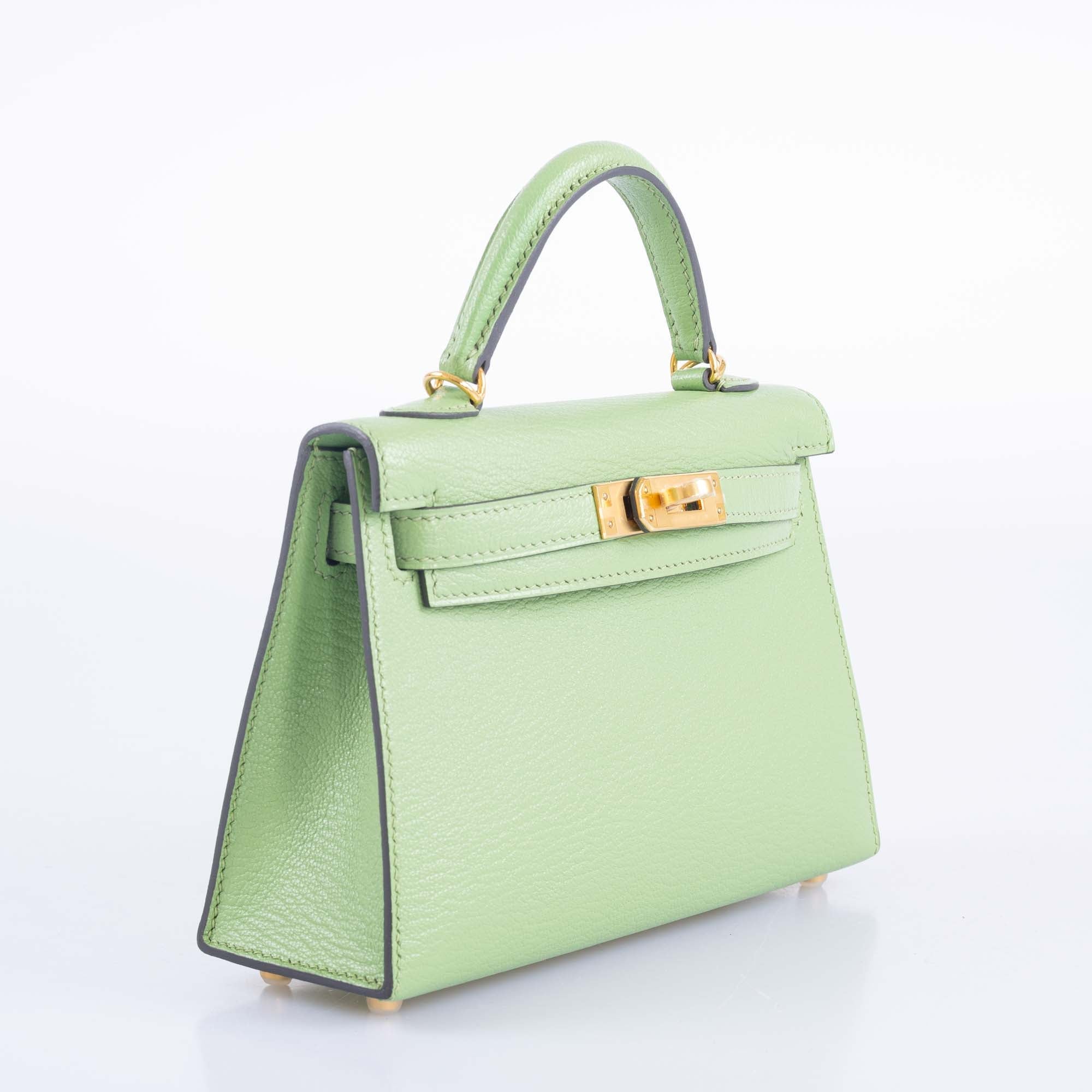 Hermès Mini Kelly II 20 Vert Criquet Chèvre Mysore Gold Hardware