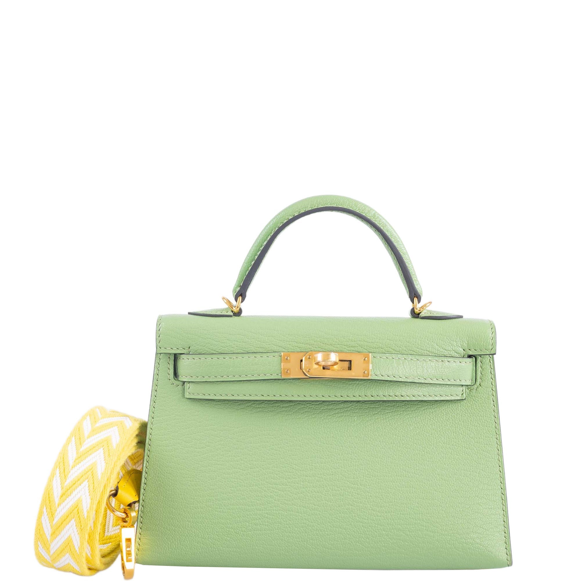 Hermès Mini Kelly II 20 Vert Criquet Chèvre Mysore Gold Hardware