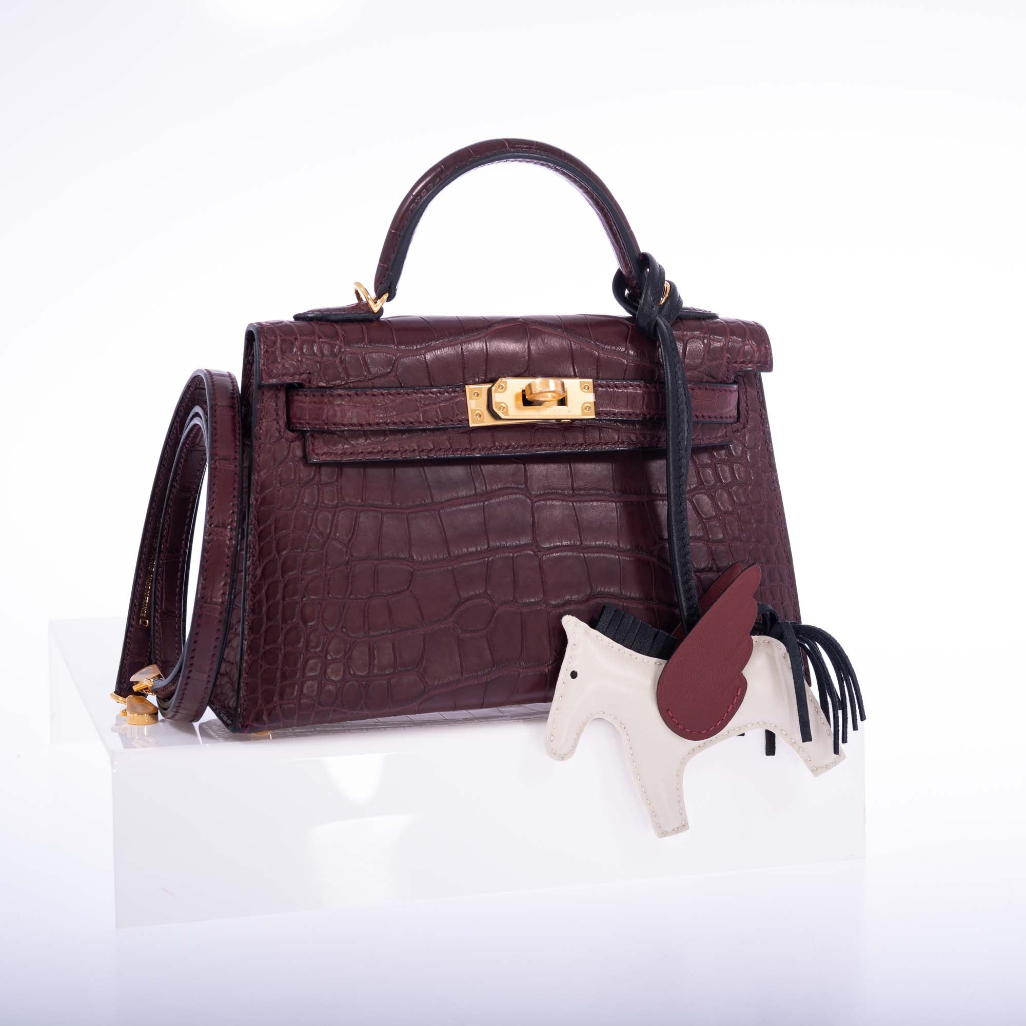 Hermès Mini Kelly II Bordeaux Matte Alligator Mississippiensis Gold Hardware