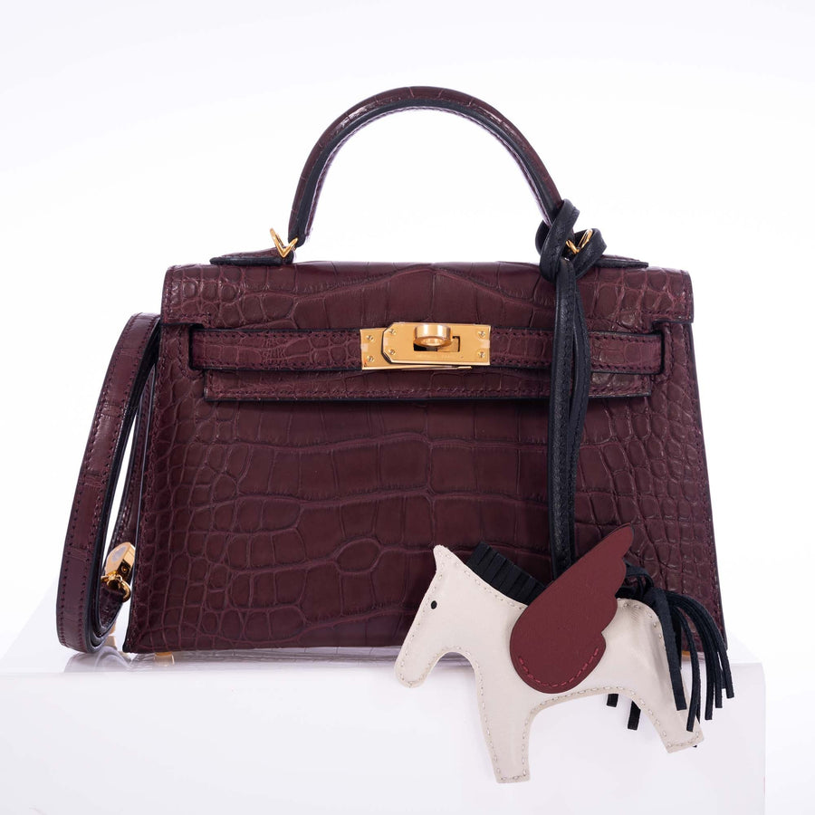 Hermès Mini Kelly II Bordeaux Matte Alligator Mississippiensis Gold Hardware