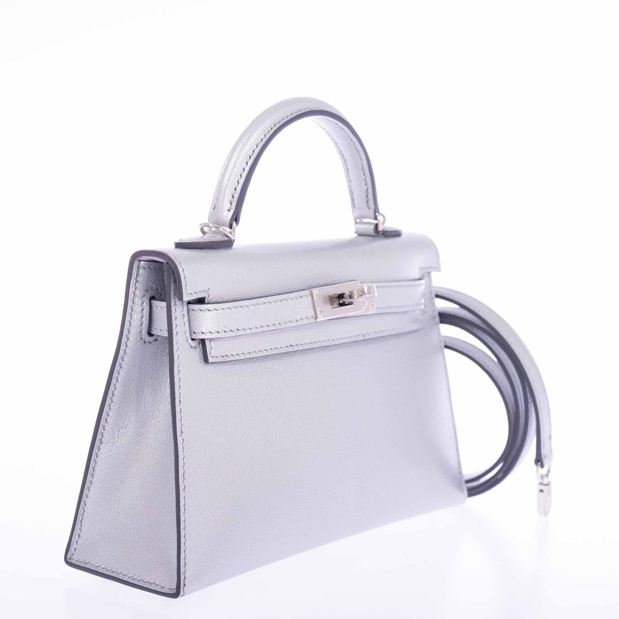 Hermès Mini Kelly II Sellier Argent Chèvre Chamkilight Palladium