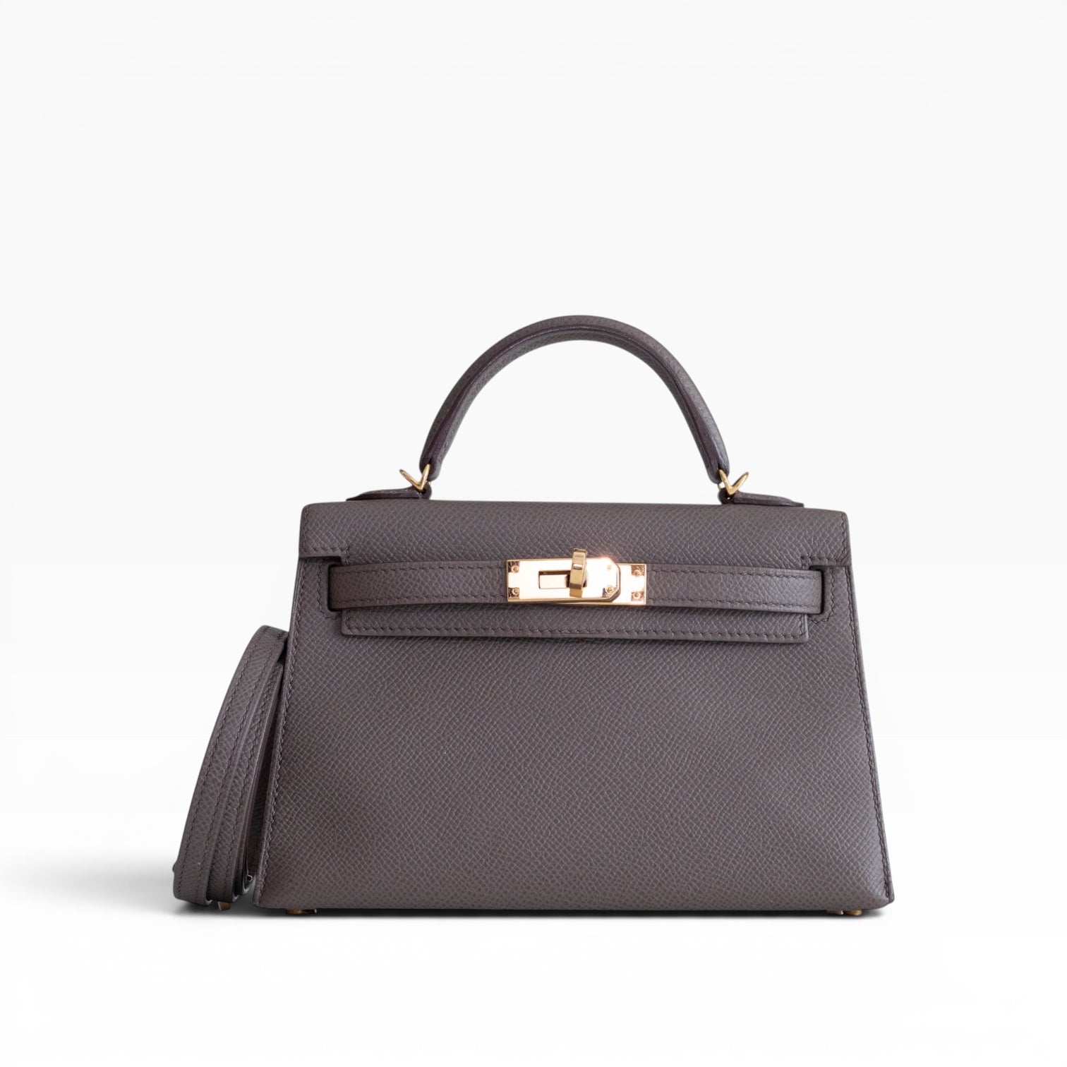 Hermès Mini Kelly II Sellier Etain Epsom Gold Hardware