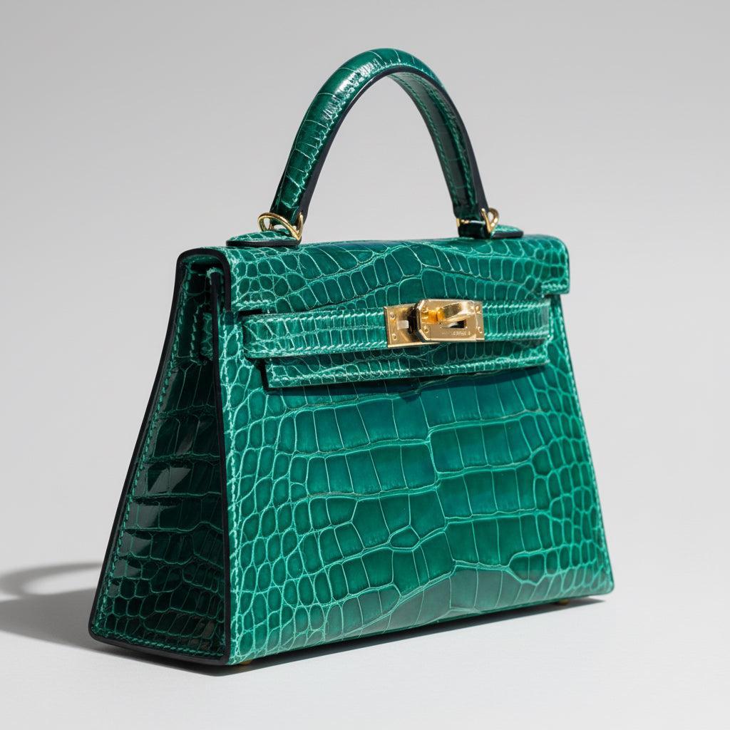 Hermès Mini Kelly II Sellier Vert Émeraude Shiny Alligator Gold