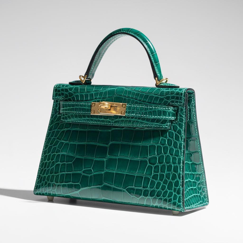 Hermès Mini Kelly II Sellier Vert Émeraude Shiny Alligator Gold