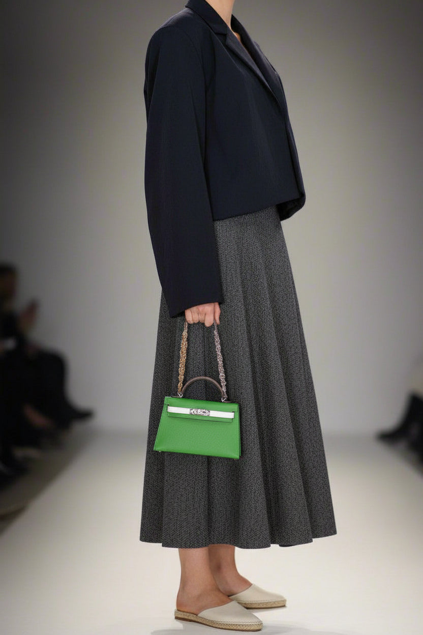 Hermès Mini Kelly II Tri-Color Vert Yucca, Vert Fizz and Étoupe Epsom Palladium Hardware