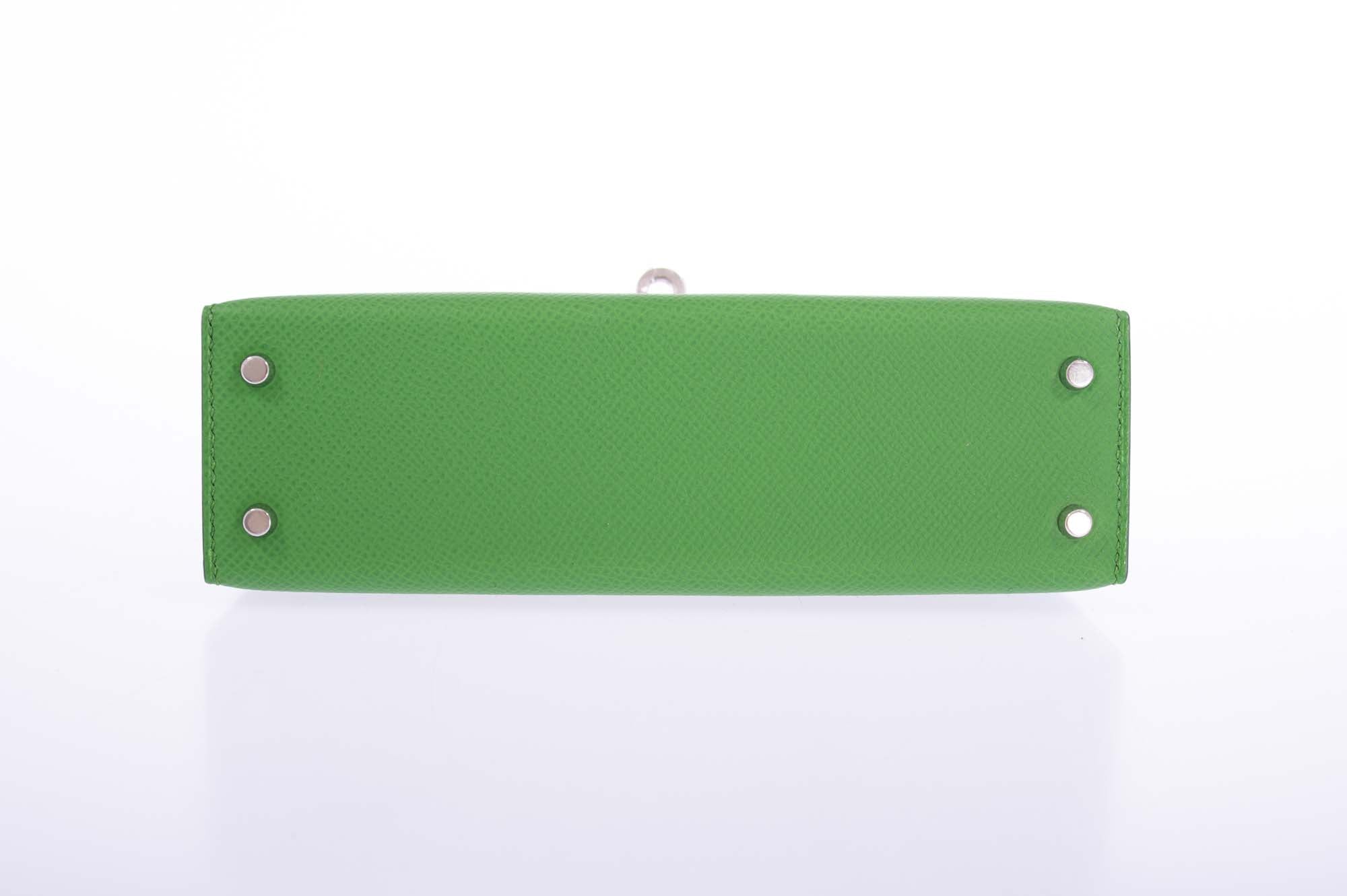 Hermès Mini Kelly II Tri-Color Vert Yucca, Vert Fizz and Étoupe Epsom Palladium Hardware