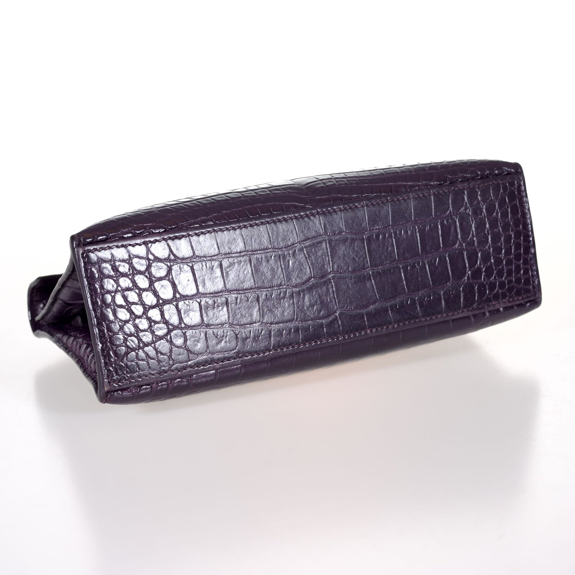 Hermès Mini Kelly Pochette Prunoir Matte Alligator with Palladium Hardware