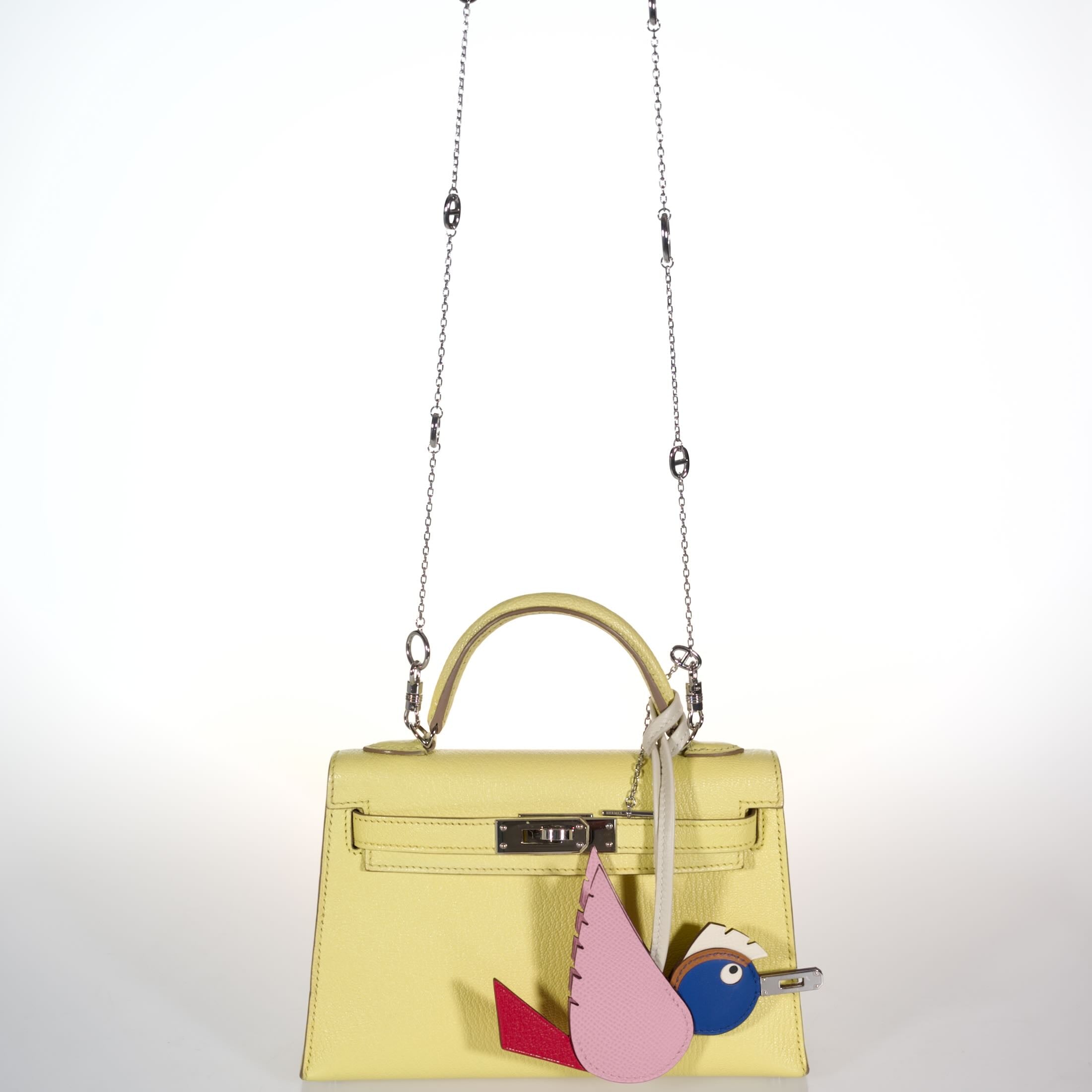 Hermès Mini Kelly Sellier 20 Limoncello Chevre with Palladium Hardware